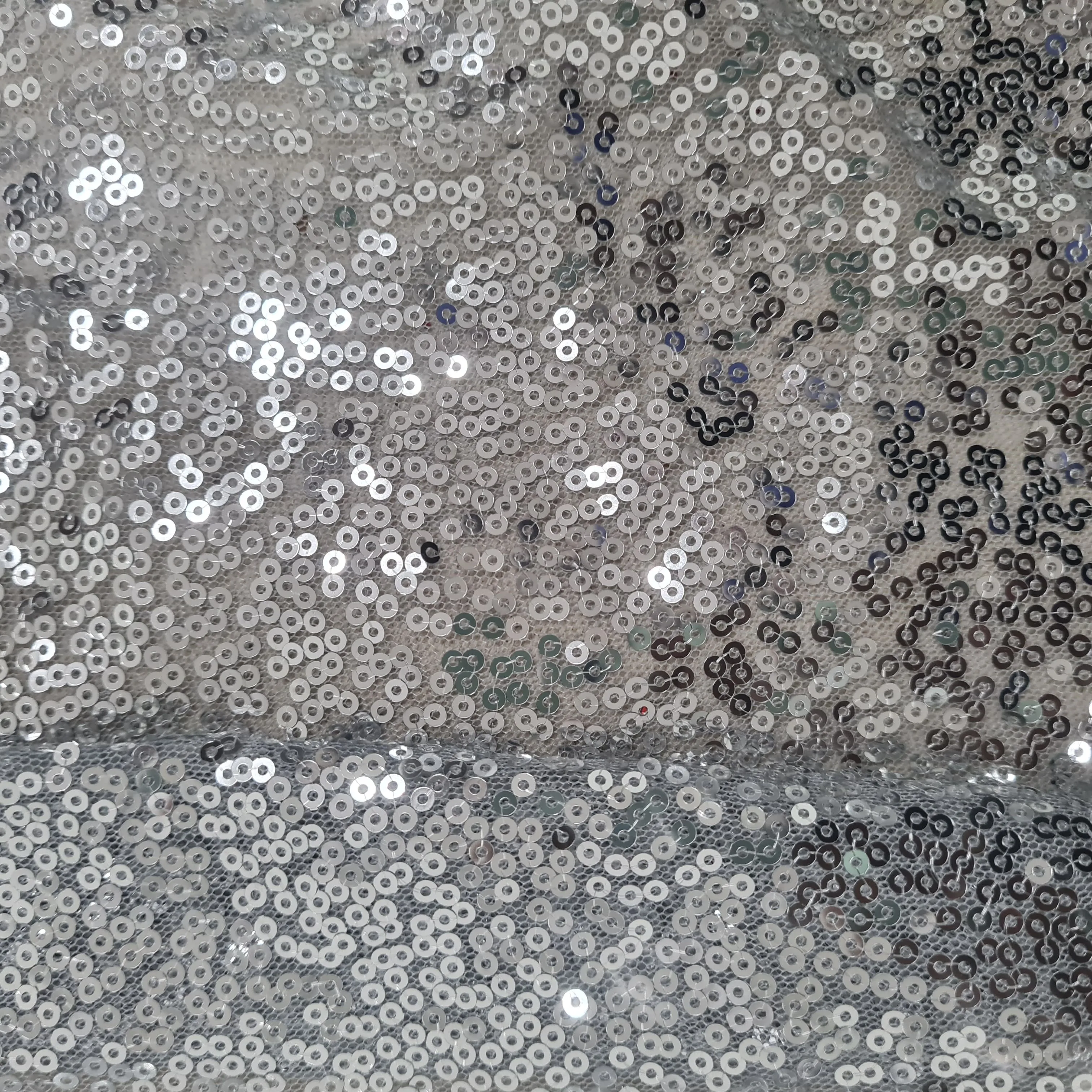 Premium Grey Sequins Embroidery Net Fabric