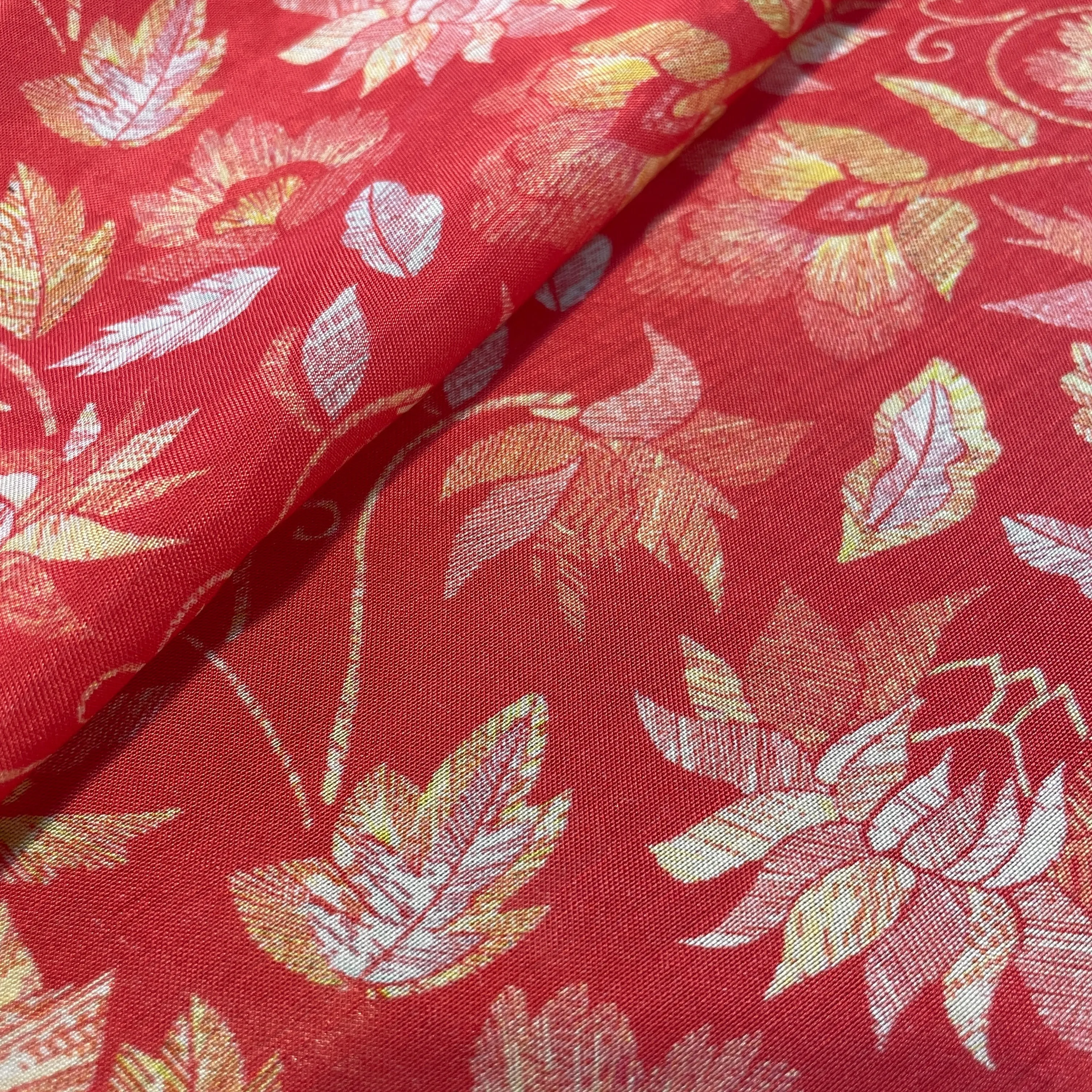 Premium Pink Tropical Print Muslin Fabric