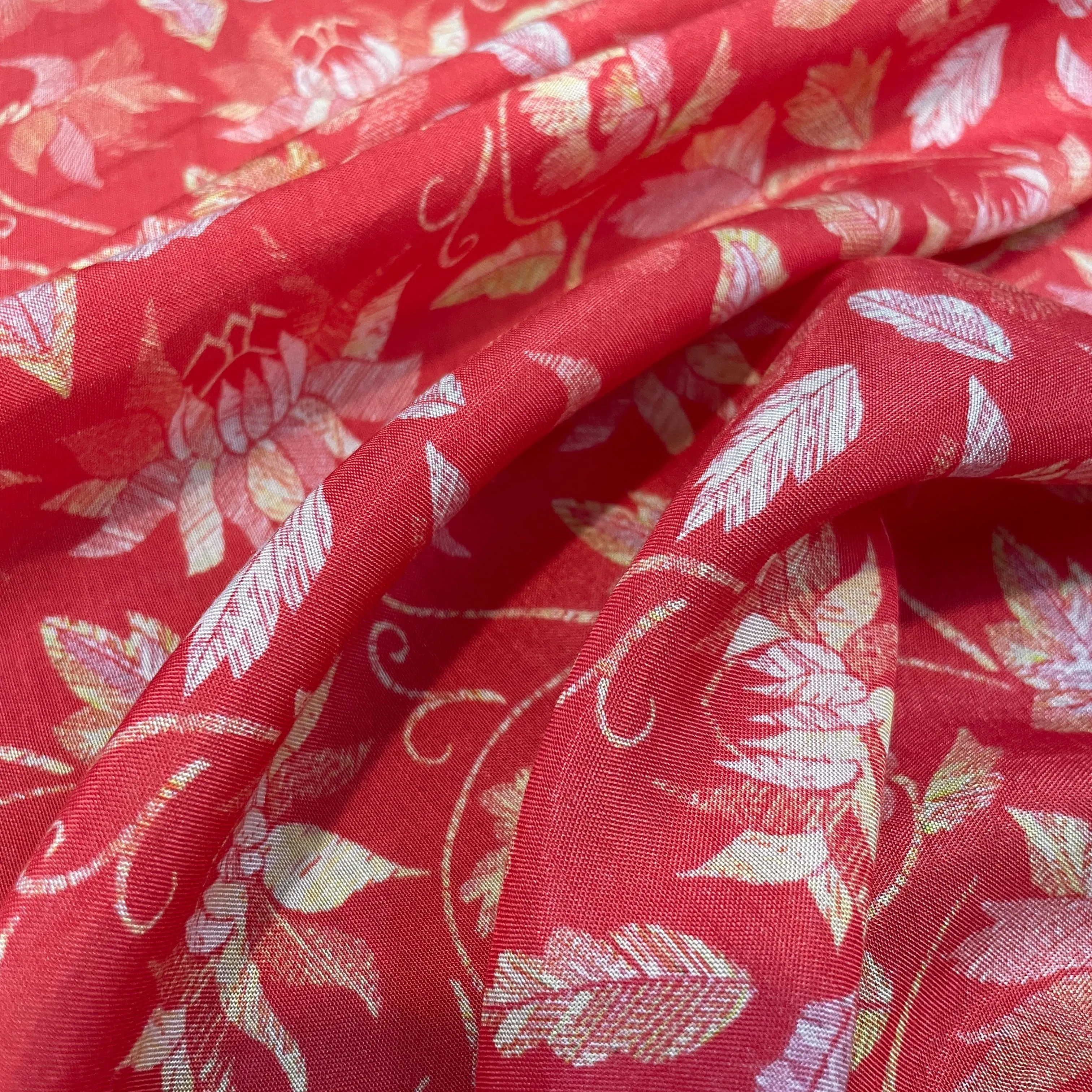 Premium Pink Tropical Print Muslin Fabric