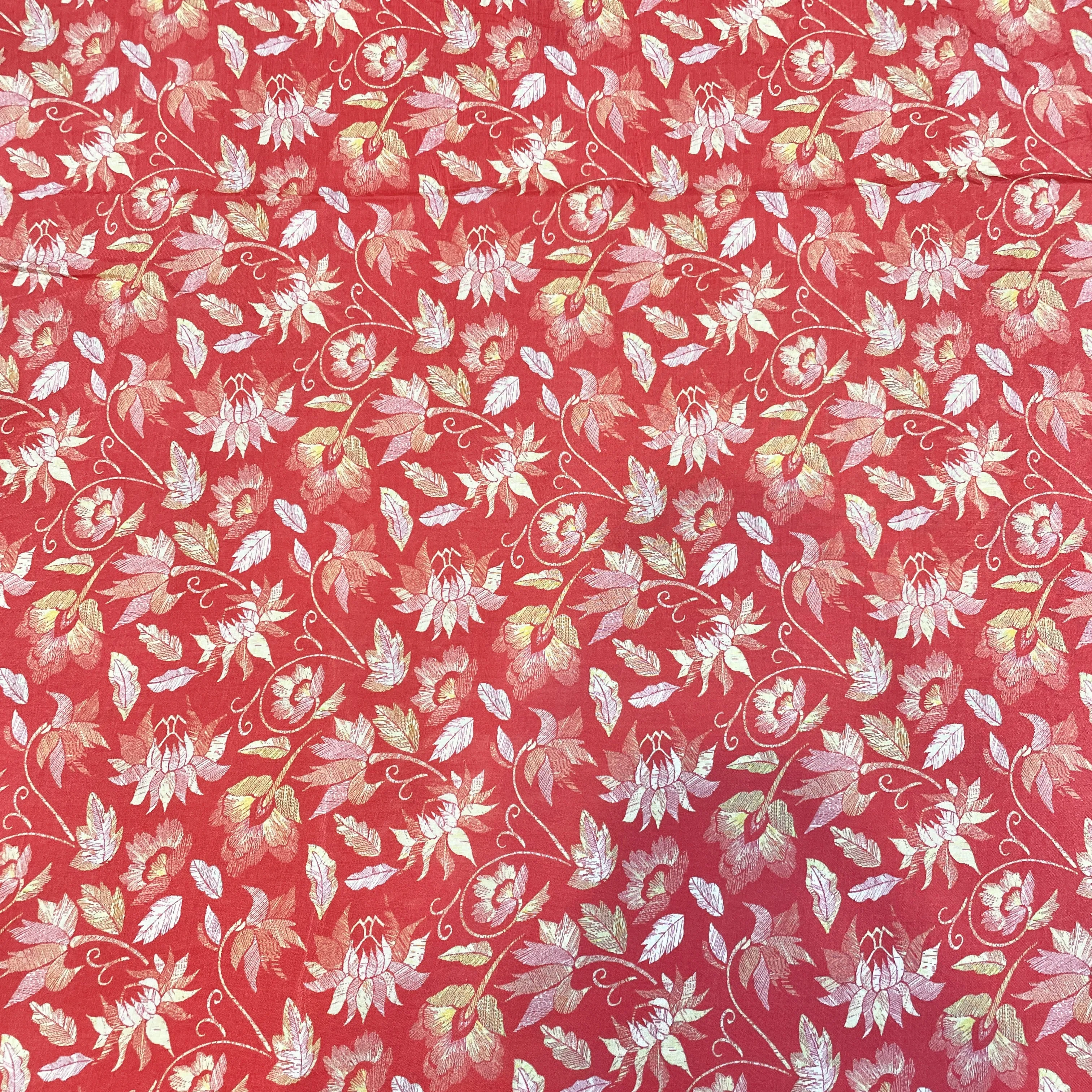 Premium Pink Tropical Print Muslin Fabric