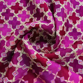 Premium Purple Geometrical Gota Work Chinnon Fabric