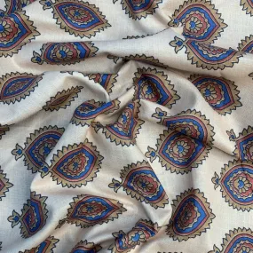 Premium Soft Yellow Traditional Print Cotton Fabric