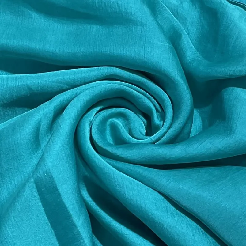 Premium Turquoise Blue Solid Bemberg Silk Fabric