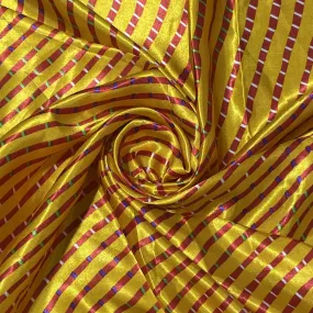 Premium Yellow Lehariya Print Satin Fabric