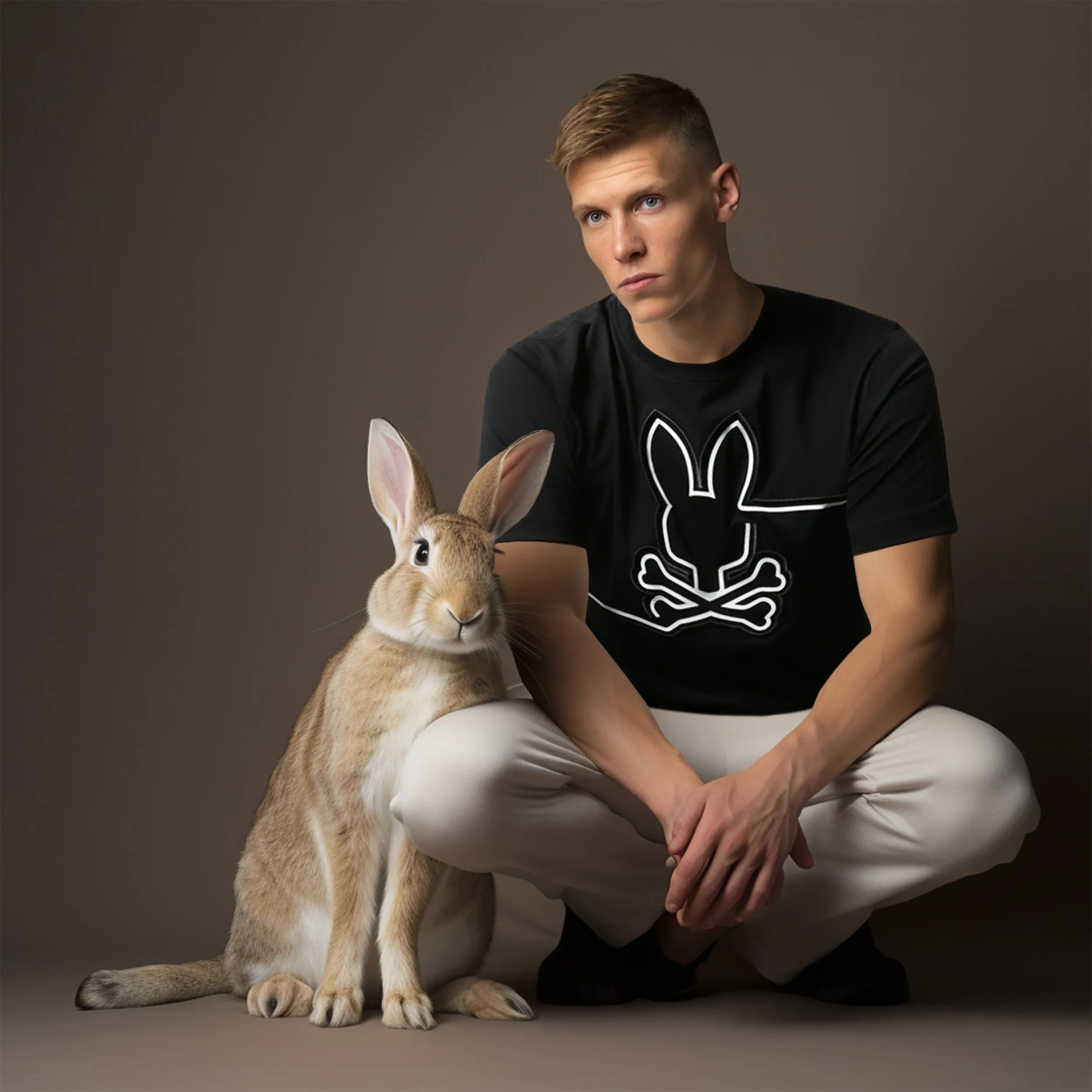 Psycho Bunny Chester Embroidered Graphic T Shirt in Black