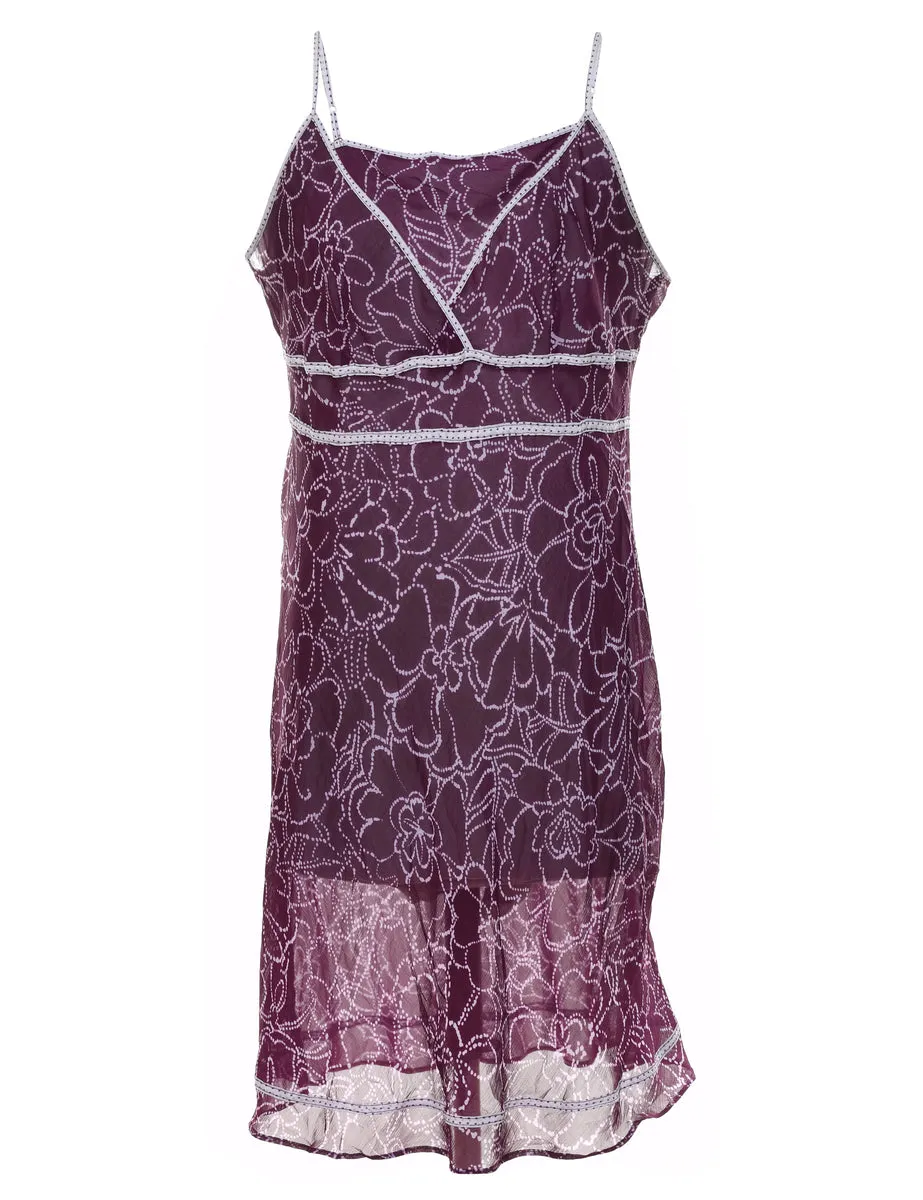 Purple & Pale Pink Floral Slip Dress - M