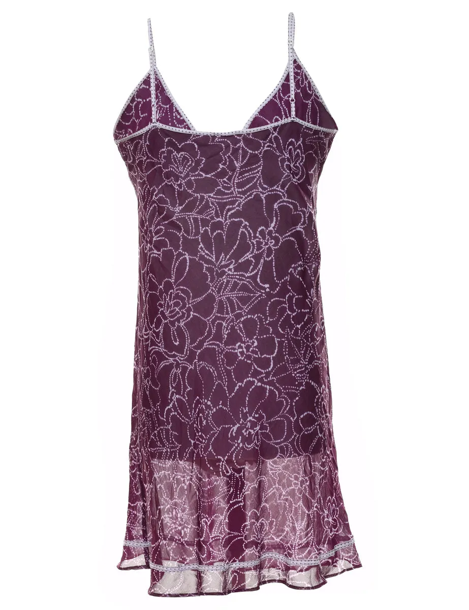 Purple & Pale Pink Floral Slip Dress - M