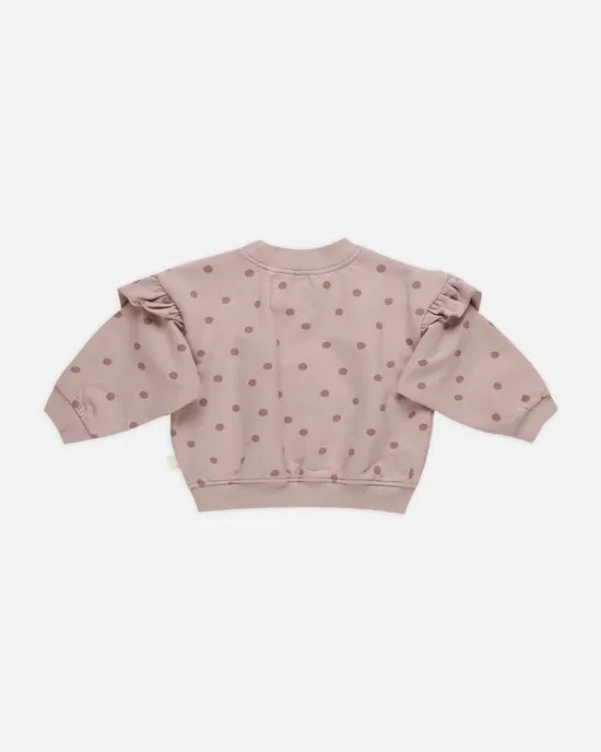 Quincy Mae - Ruffle Fleece Sweatshirt - Polka Dots