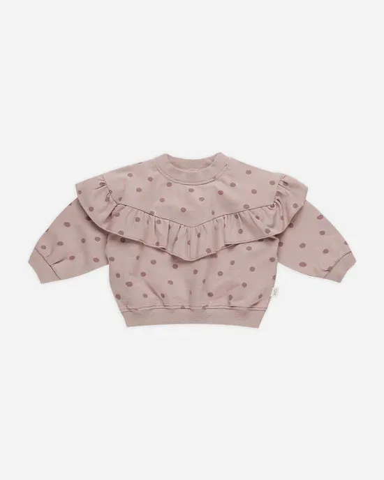 Quincy Mae - Ruffle Fleece Sweatshirt - Polka Dots