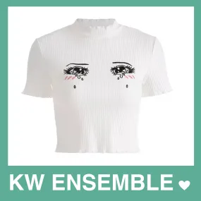 "ANIME EYES" EMBROIDERED T SHIRT