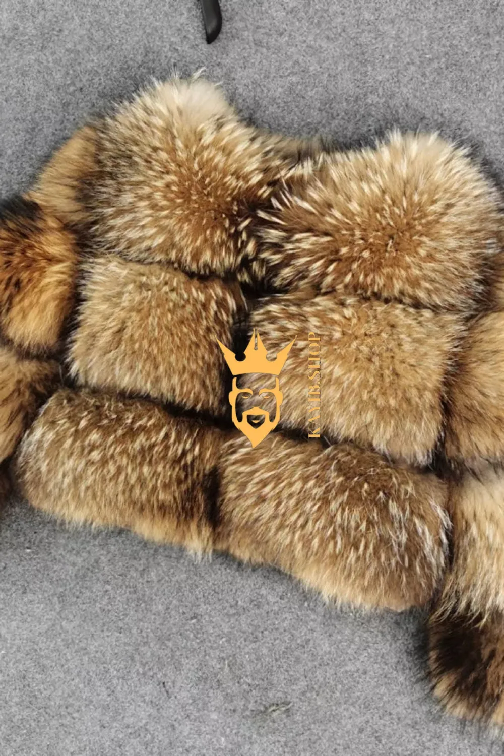 Raccoon Fur Short Coat - Stay Stylish and Warm with Oversized Sleeves - 100% Real Fur Luxury