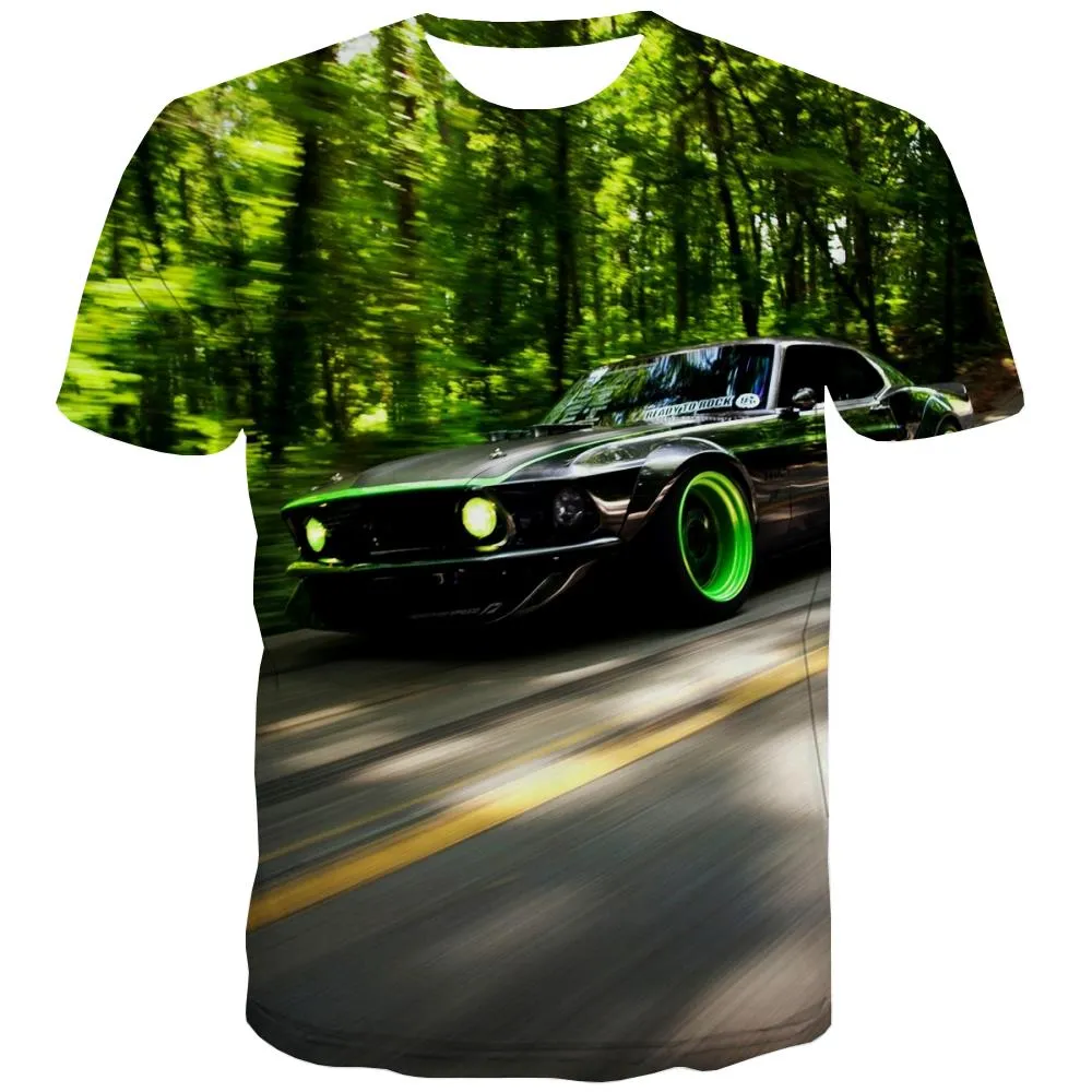 Racing Car T shirts Men Metal Tshirts Novelty City Tshirt Printed Gray Tshirts Casual Retro T-shirts 3d