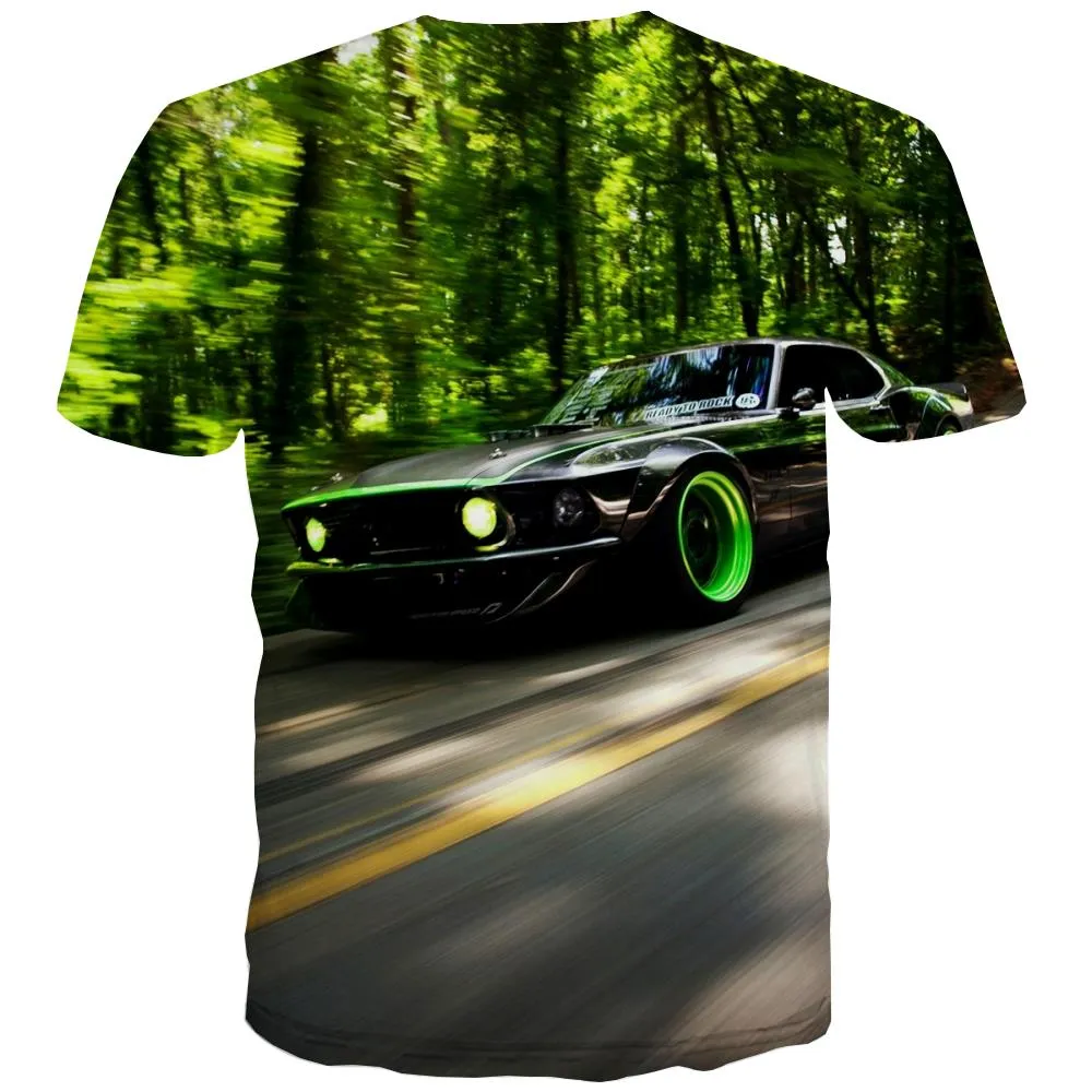 Racing Car T shirts Men Metal Tshirts Novelty City Tshirt Printed Gray Tshirts Casual Retro T-shirts 3d