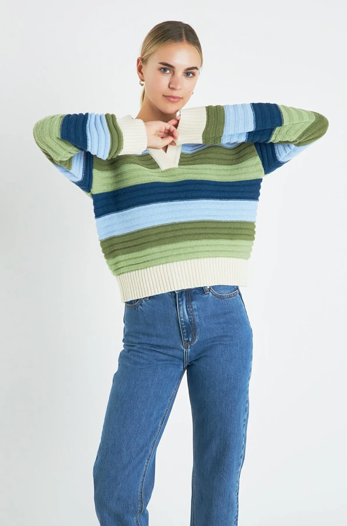 Rainbow Striped Knit Top