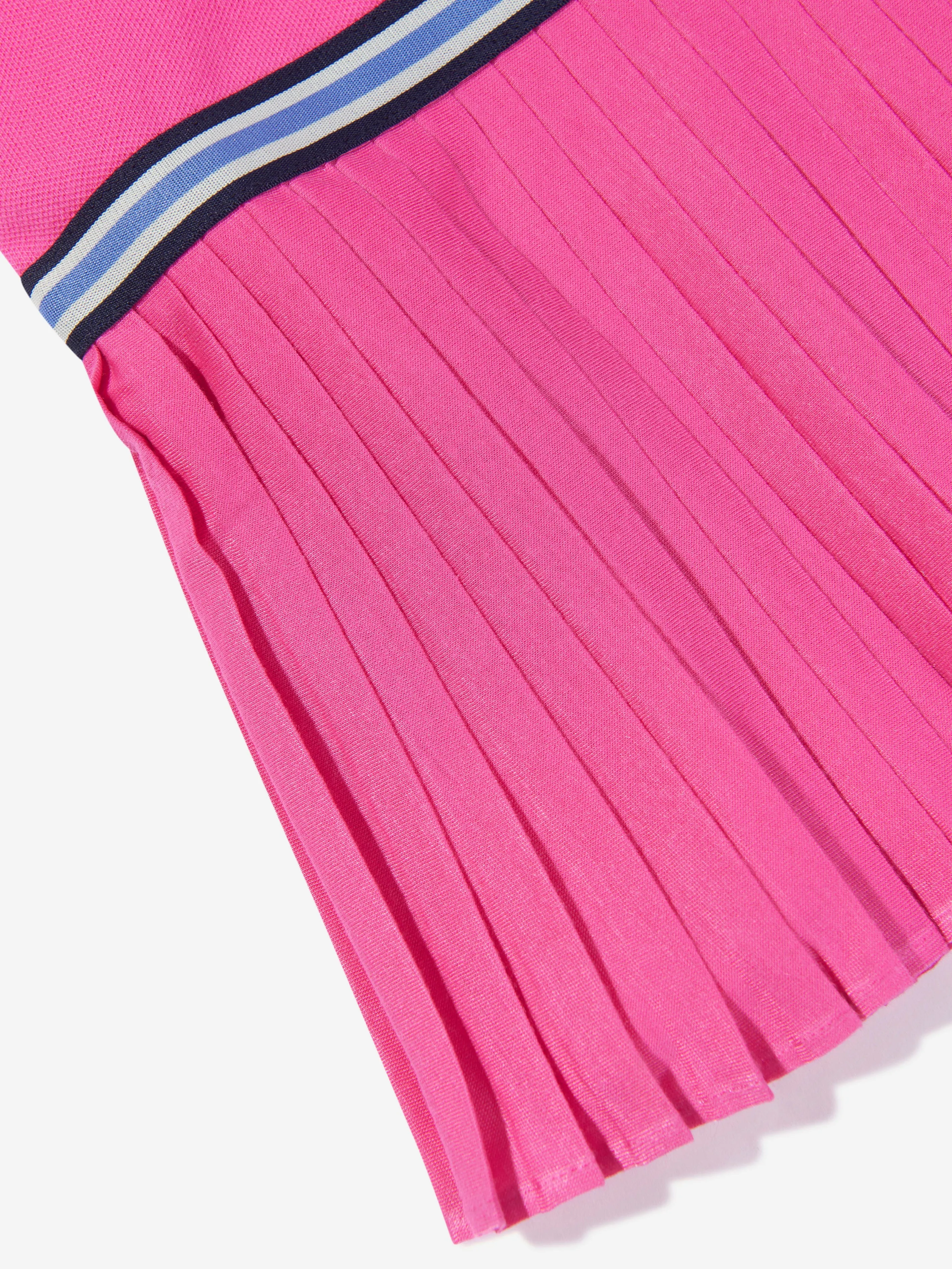 Ralph Lauren Girls Pleated Logo Dress in Pink