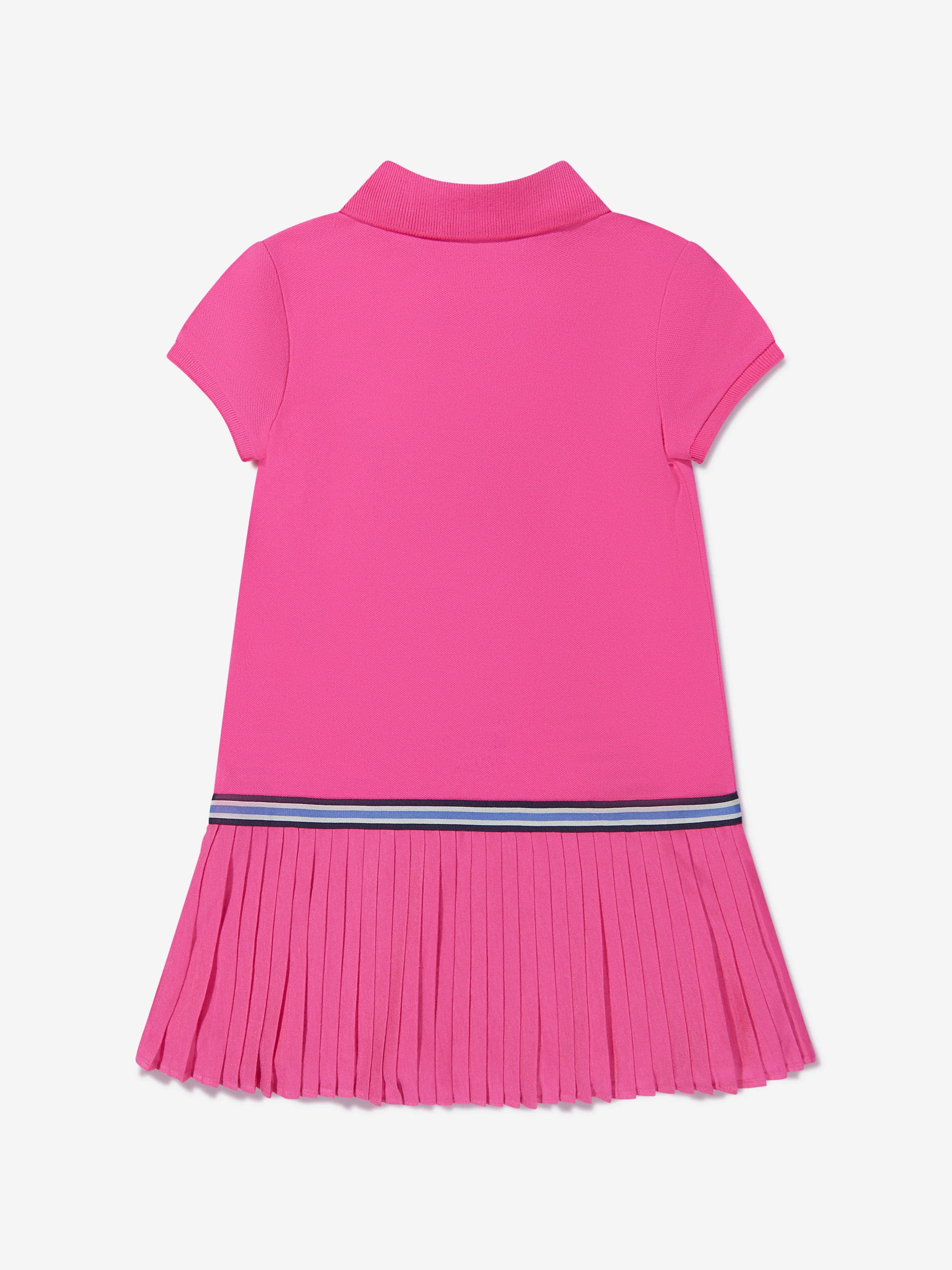 Ralph Lauren Girls Pleated Logo Dress in Pink