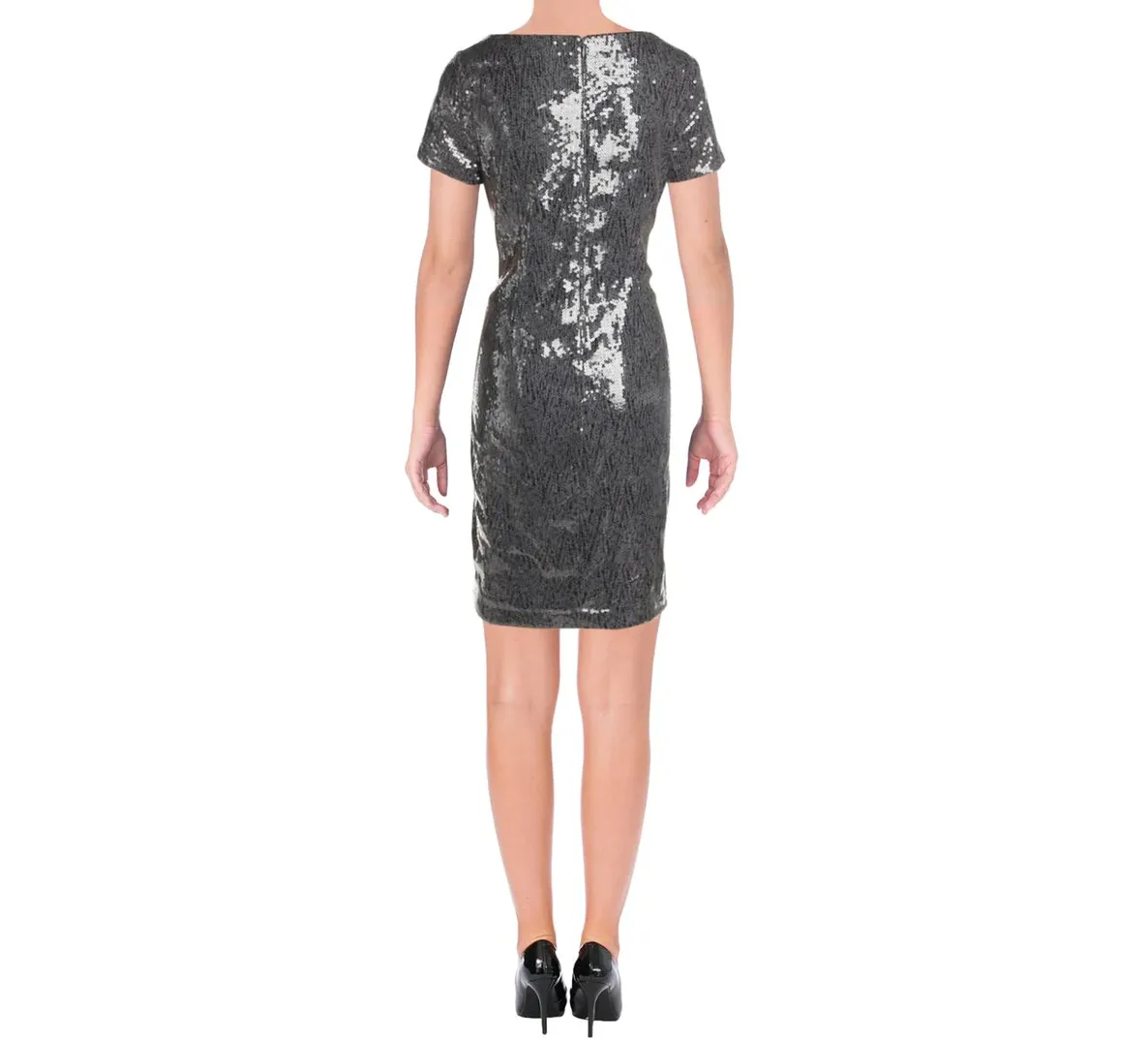 RALPH LAUREN Grey Sequin Cocktail Dress