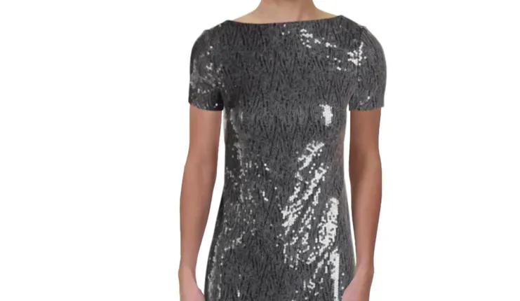 RALPH LAUREN Grey Sequin Cocktail Dress