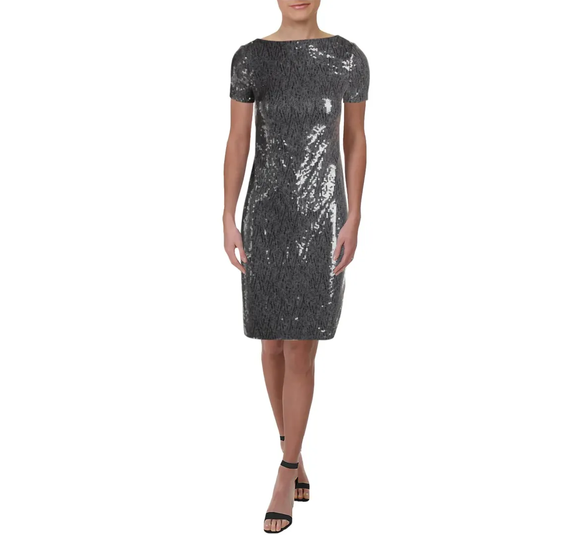 RALPH LAUREN Grey Sequin Cocktail Dress