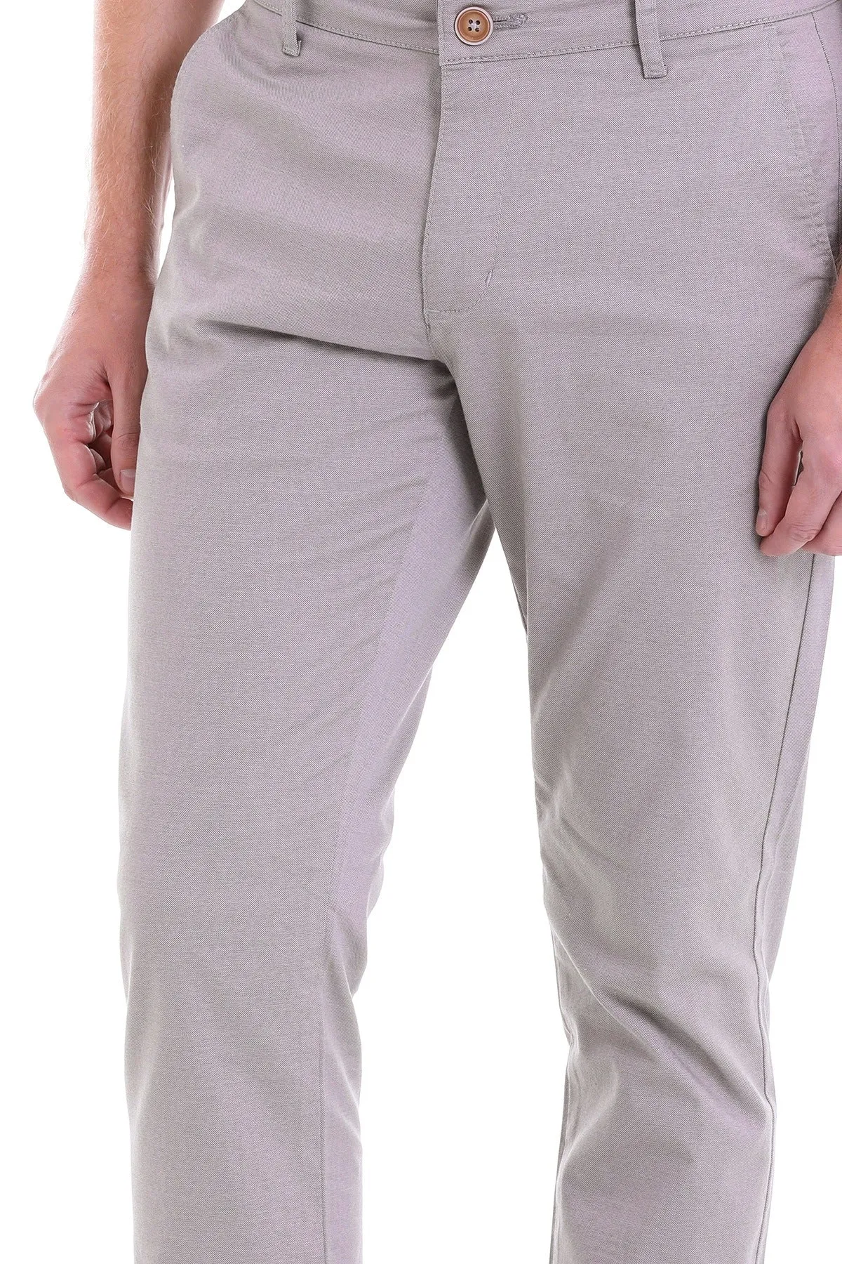 Regular Fit Side Pocket Light Mink Cotton Casual Pants