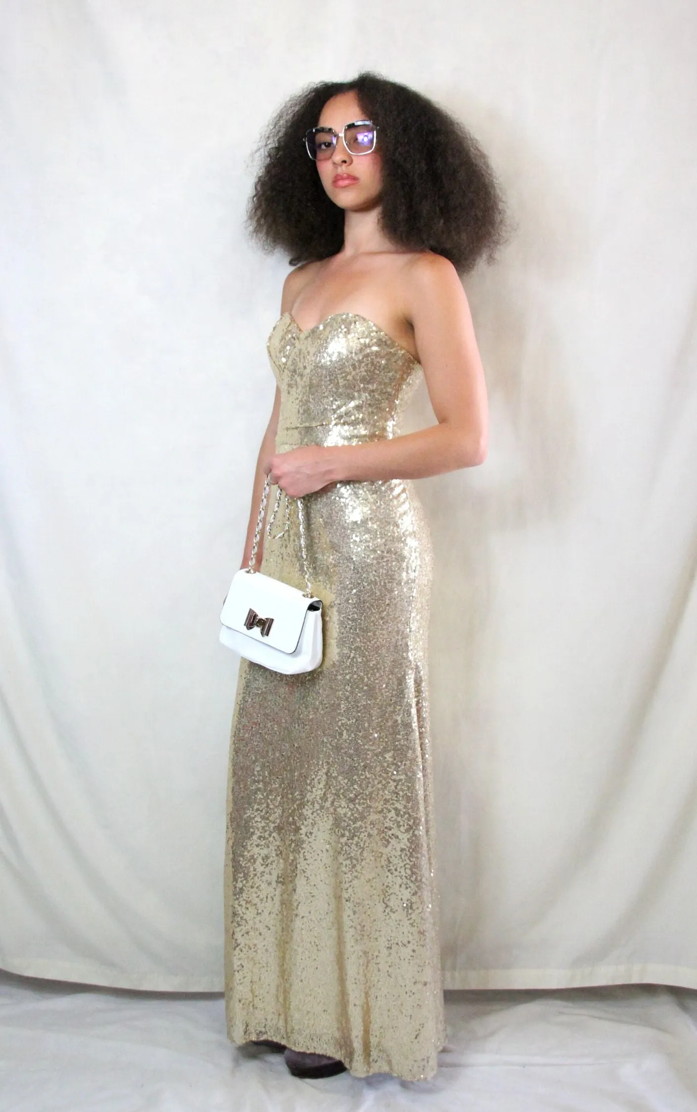 RENT Vintage Gold Sequin Maxi Dress