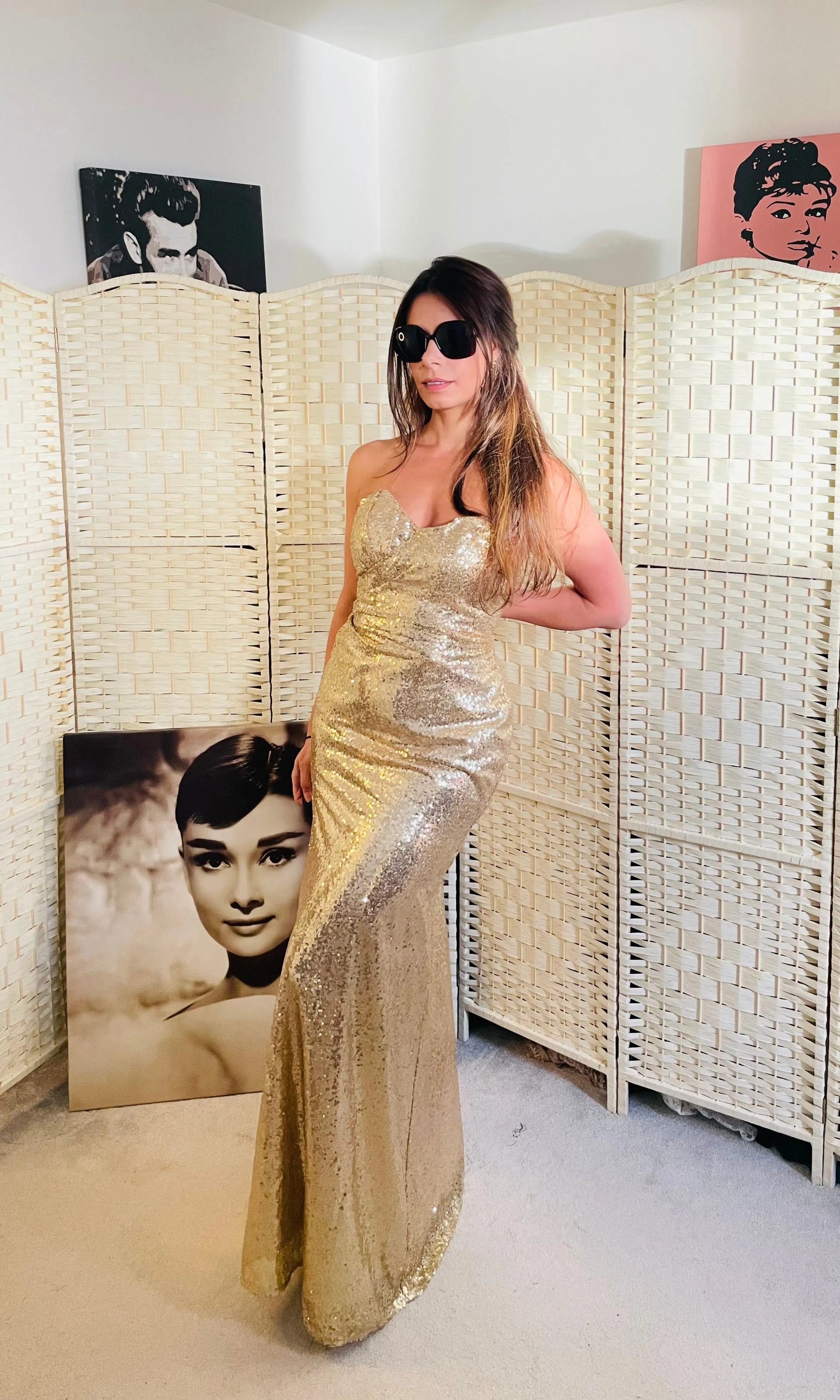 RENT Vintage Gold Sequin Maxi Dress