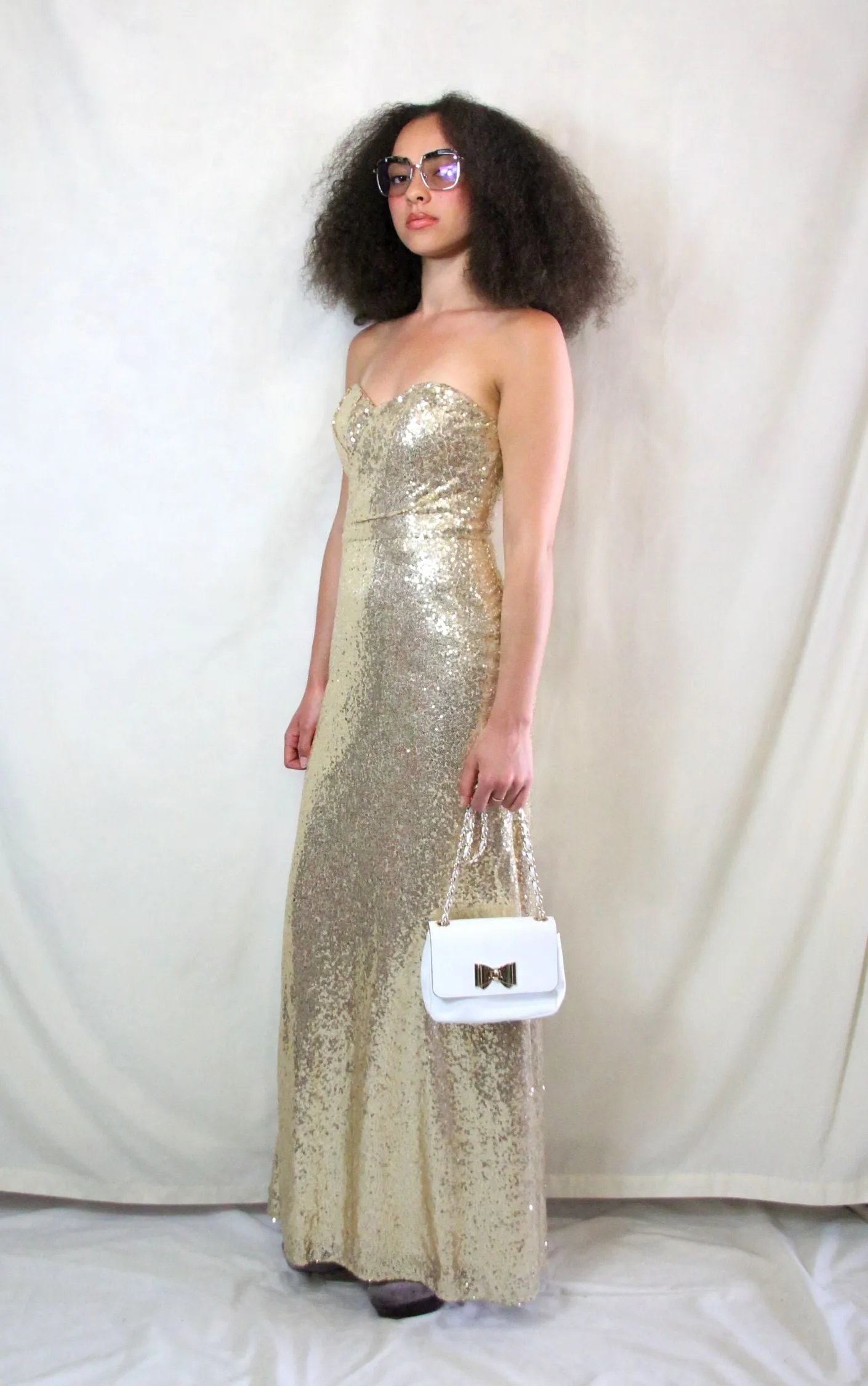 RENT Vintage Gold Sequin Maxi Dress