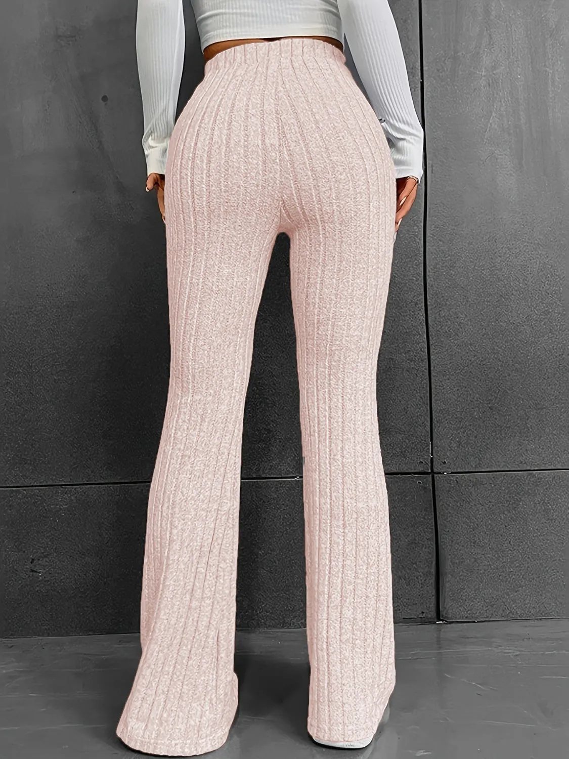 Ribbed High Waist Bootcut Pants