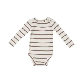 Ribbed Long Sleeve Bodysuit - Brown Stripe