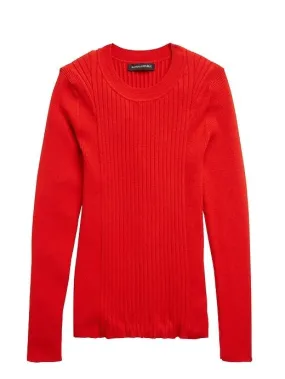 Ribbed Sweater Top in Hot Red