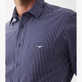 R.M.Williams - Collins Shirt - Stripe - Navy/White