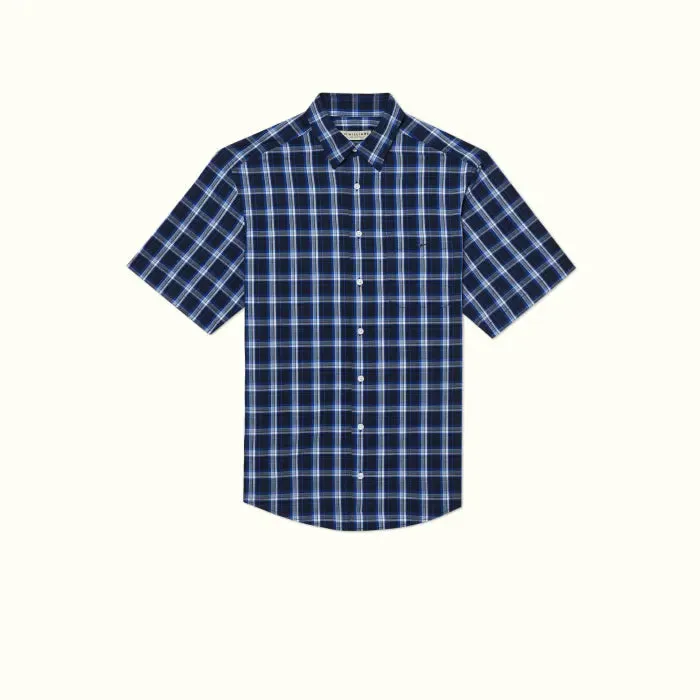 R.M.Williams - Hervey Shirt - Short Sleeve - Check - Navy, Blue & White