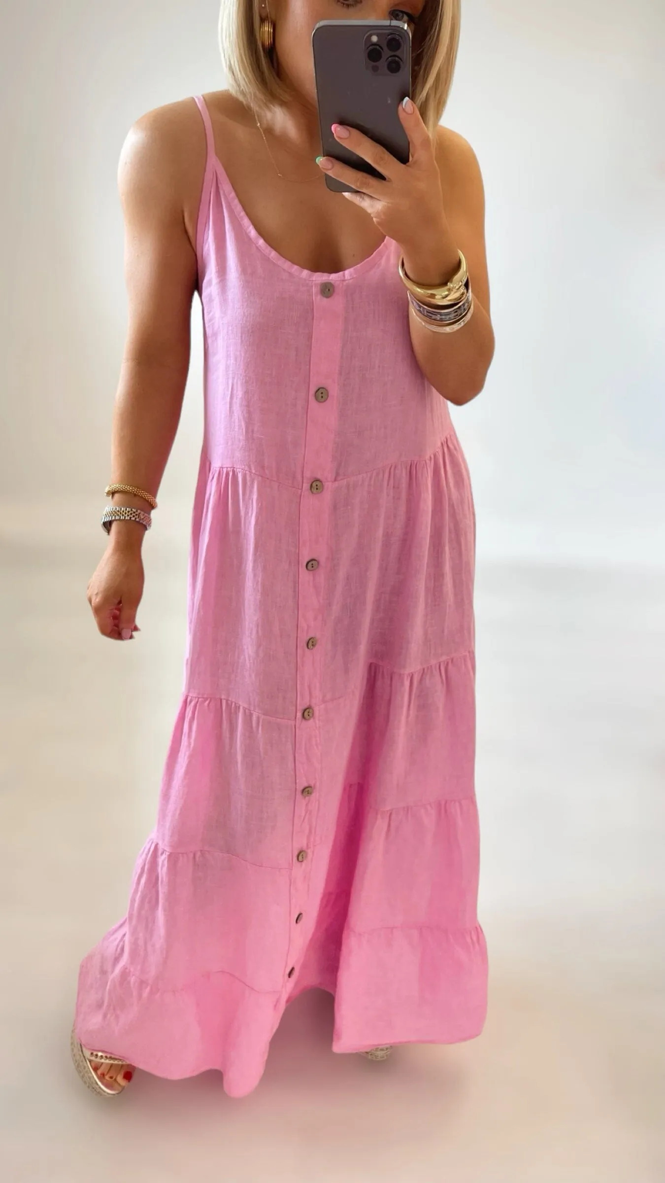 ROBYN LINEN DRESS - PINK