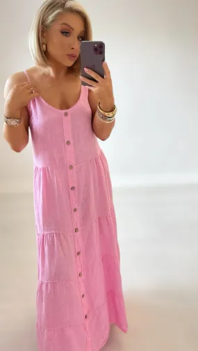 ROBYN LINEN DRESS - PINK