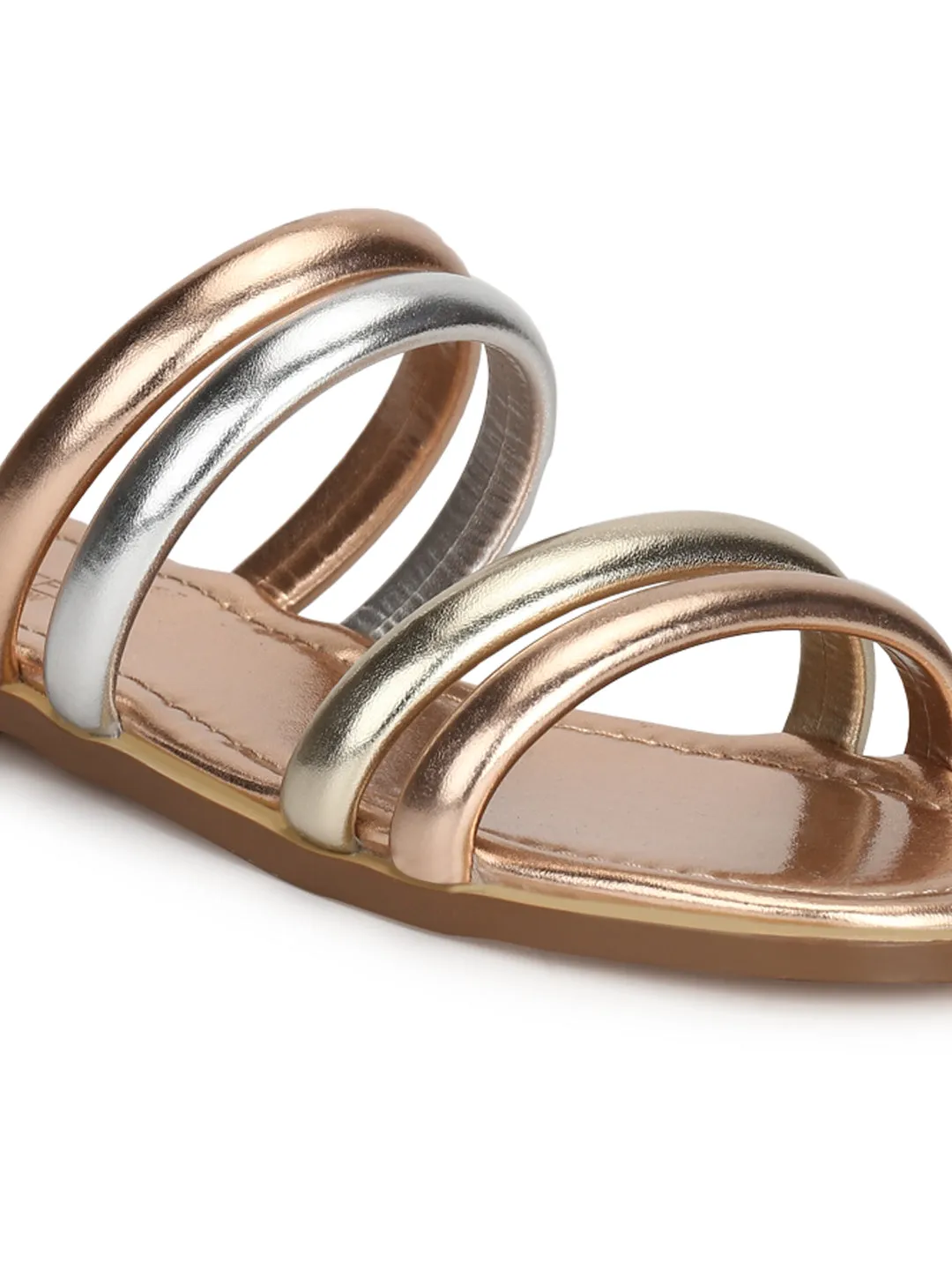 Rose Gold Micro Strap Slip-On Flats