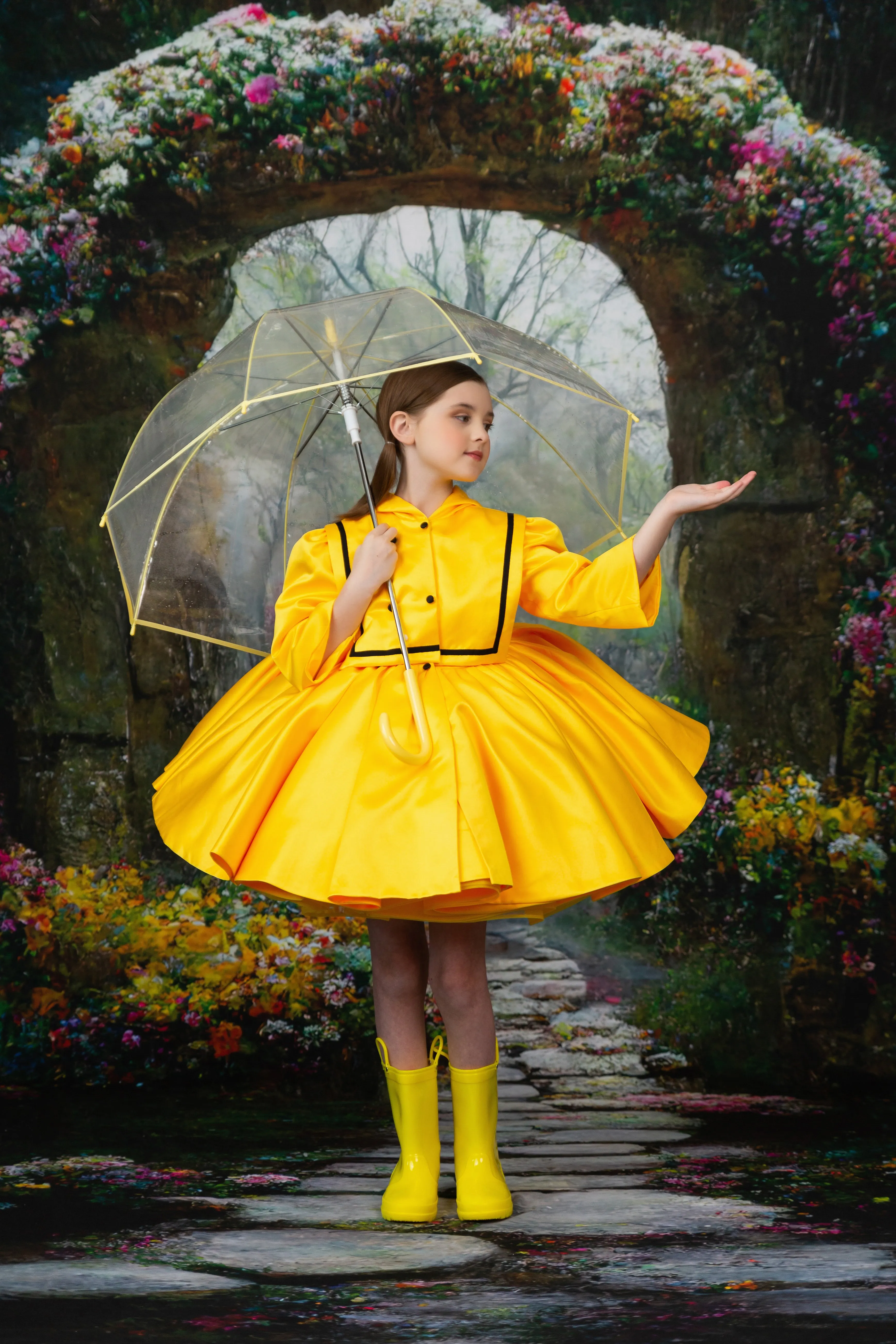 RTS RETIRED live sale "April Showers" -   pleated bodice/ buttons - jacket is not included ( 8 Year - Petite 10 Year)