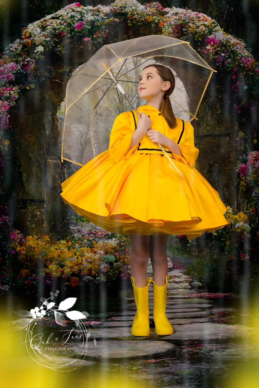 RTS RETIRED live sale "April Showers" -   pleated bodice/ buttons - jacket is not included ( 8 Year - Petite 10 Year)