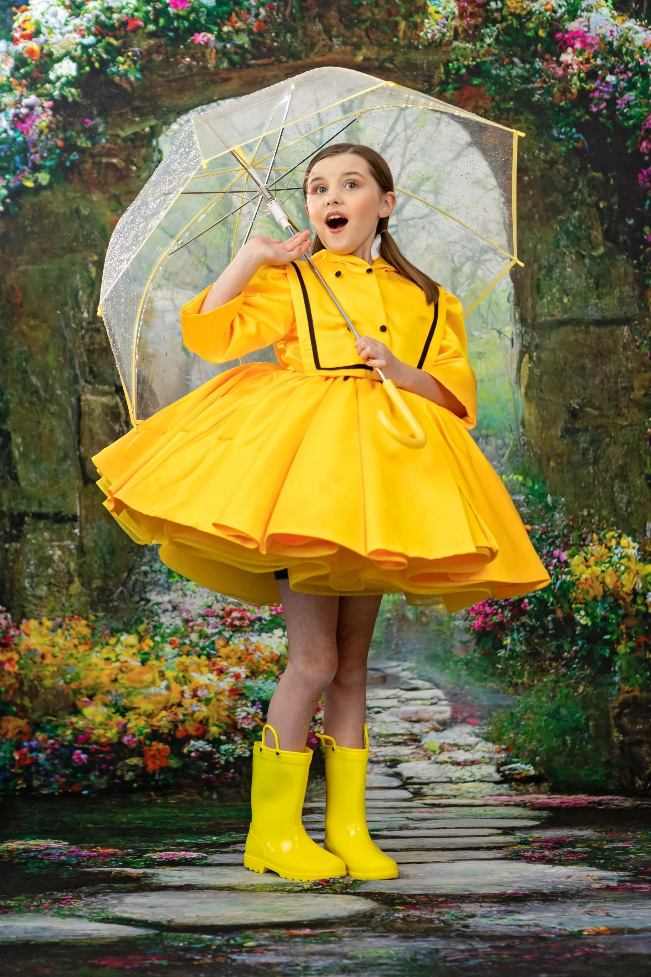 RTS RETIRED live sale "April Showers" -   pleated bodice/ buttons - jacket is not included ( 8 Year - Petite 10 Year)