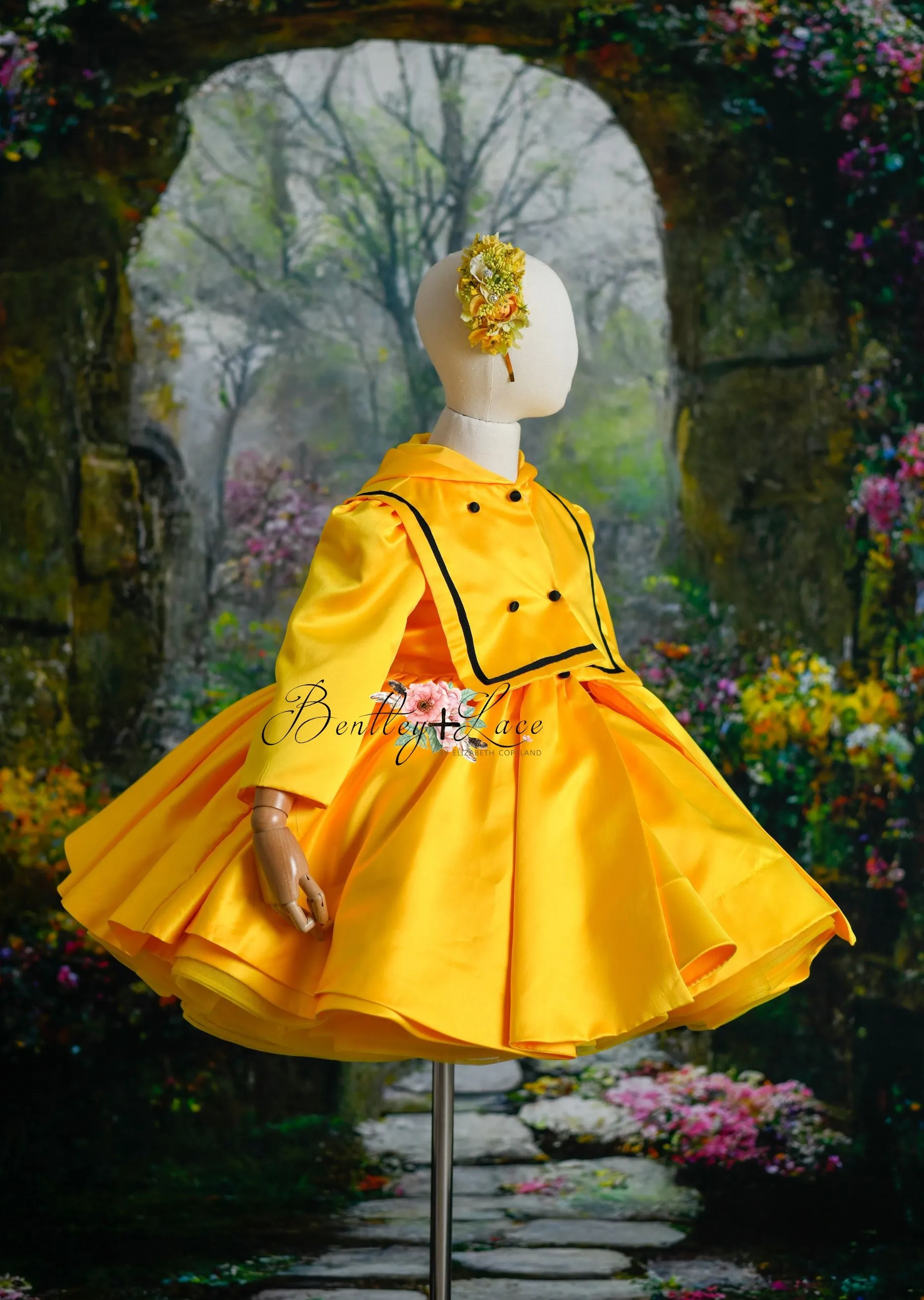 RTS RETIRED live sale "April Showers" -   pleated bodice/ buttons - jacket is not included ( 8 Year - Petite 10 Year)