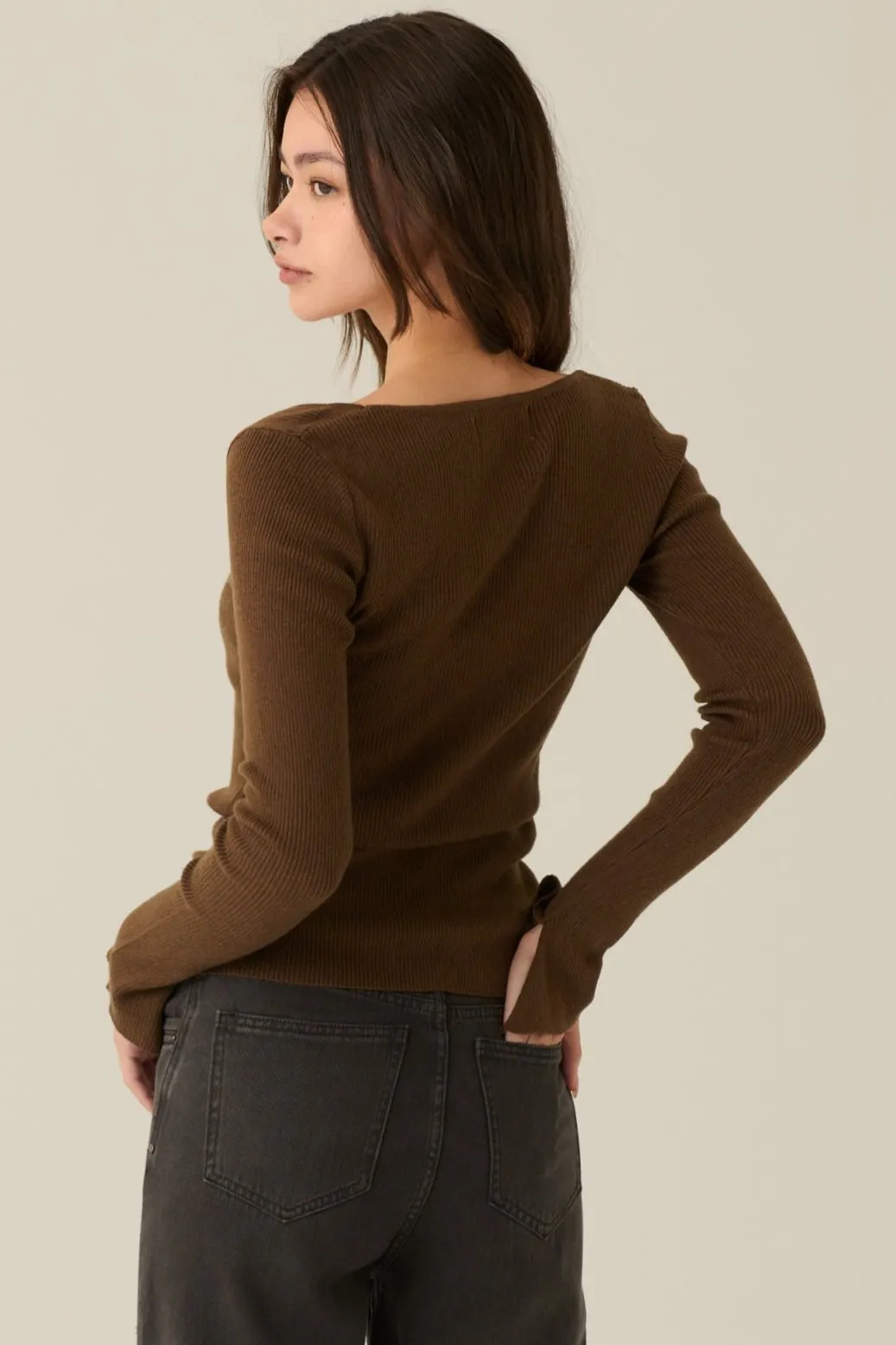 Sandy square neck knit top