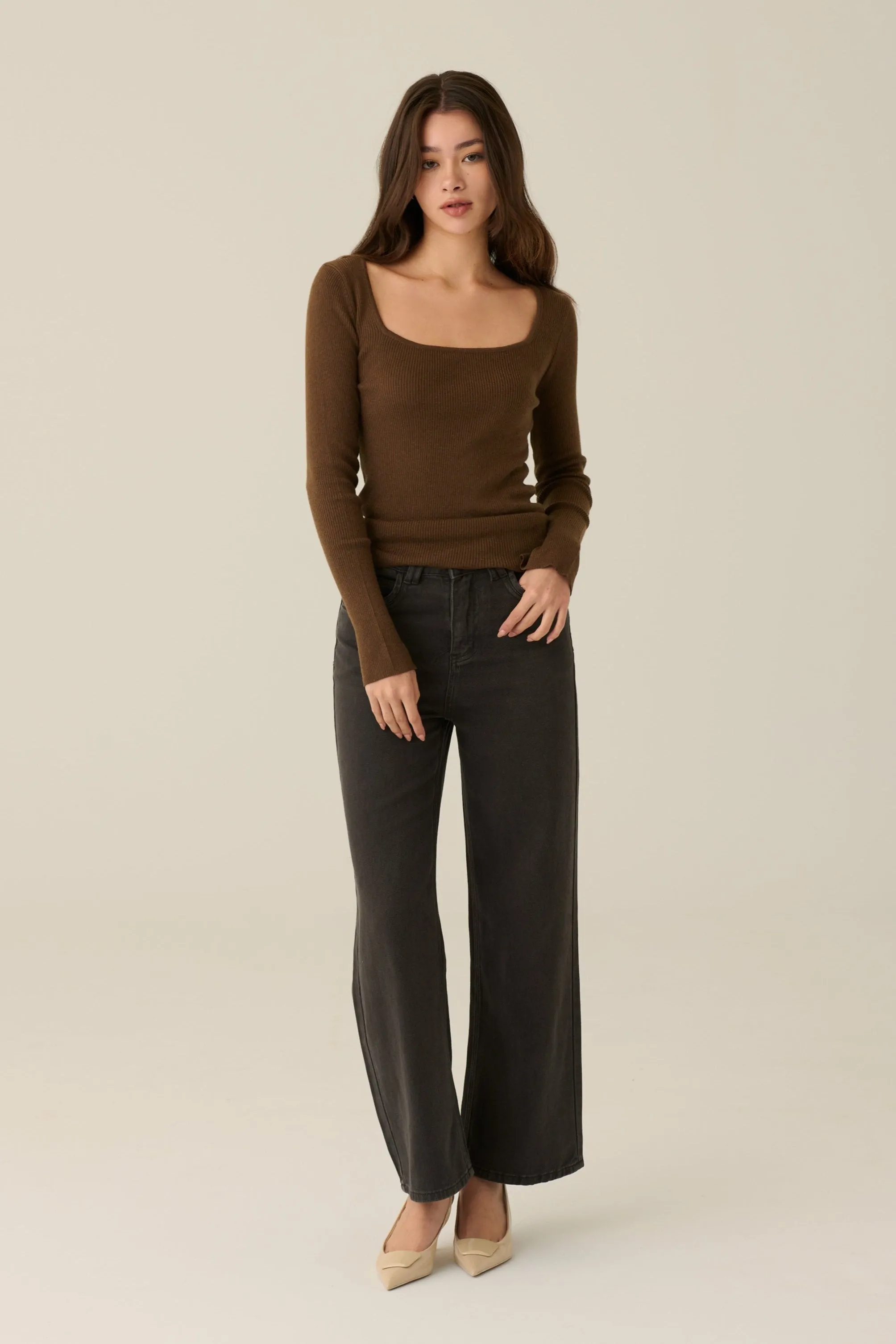 Sandy square neck knit top