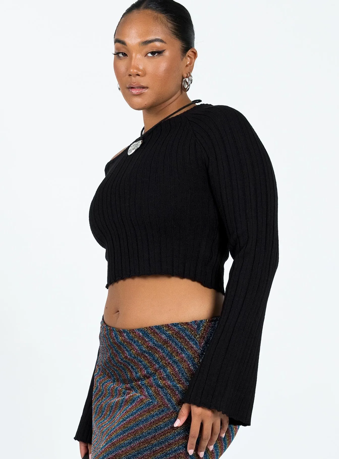 Santorini Knit Top Black