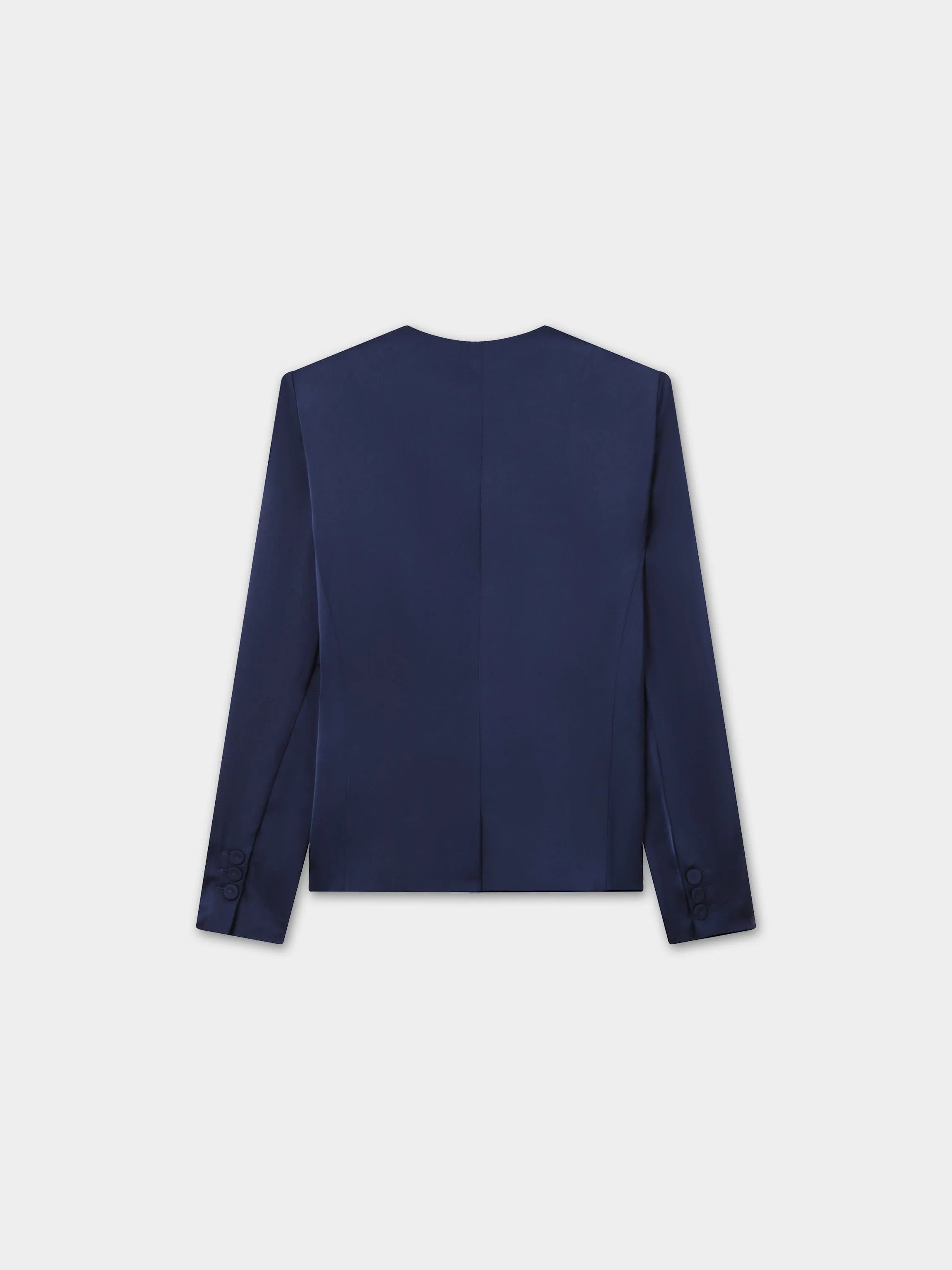 Satin Evening Blazer-Navy