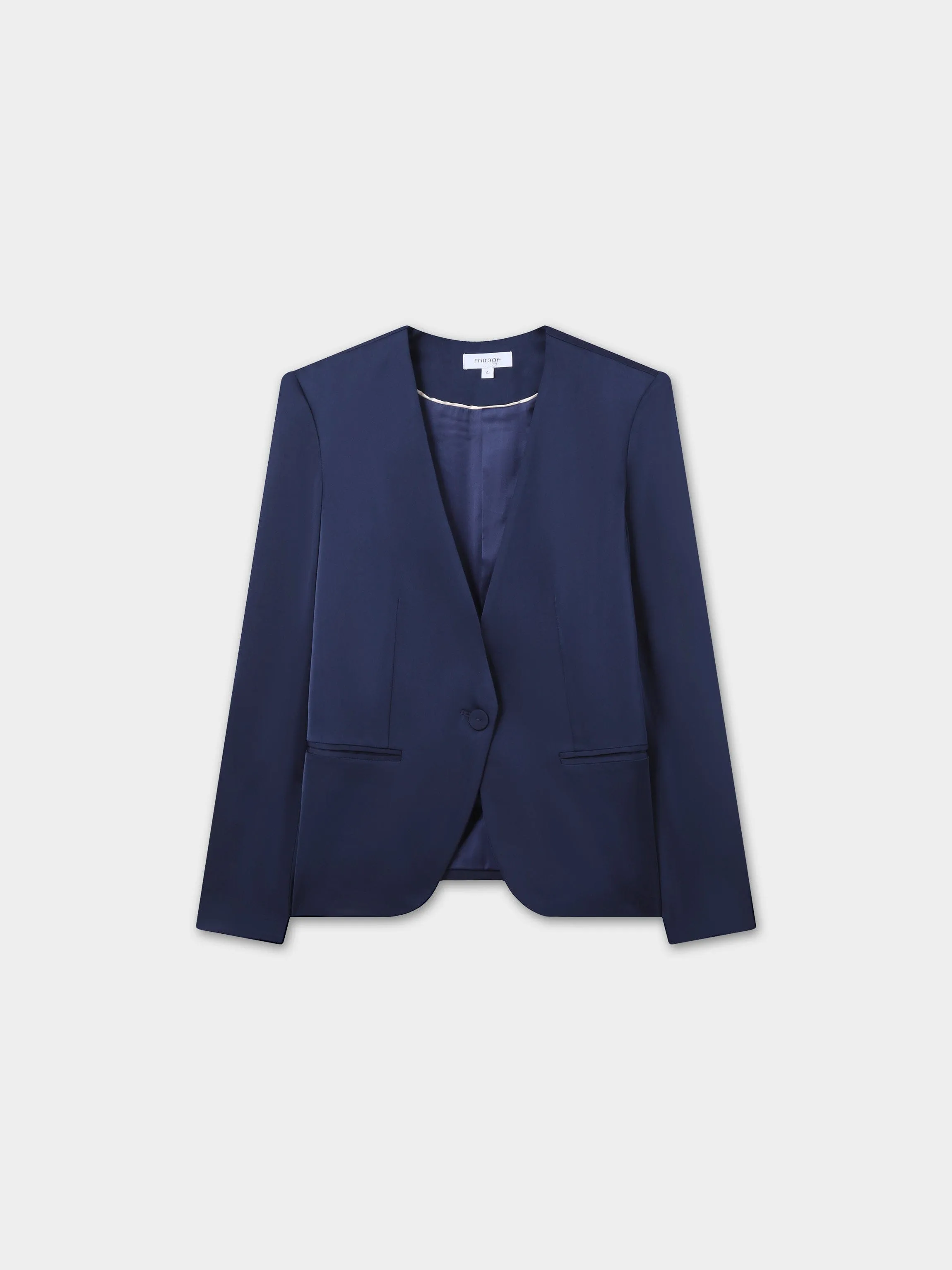 Satin Evening Blazer-Navy