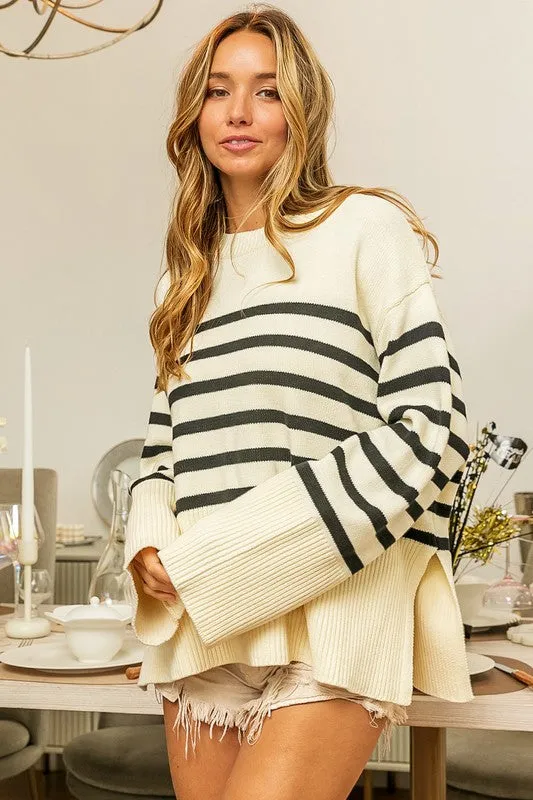 Sawyer Ribbed Hem Striped Sweater