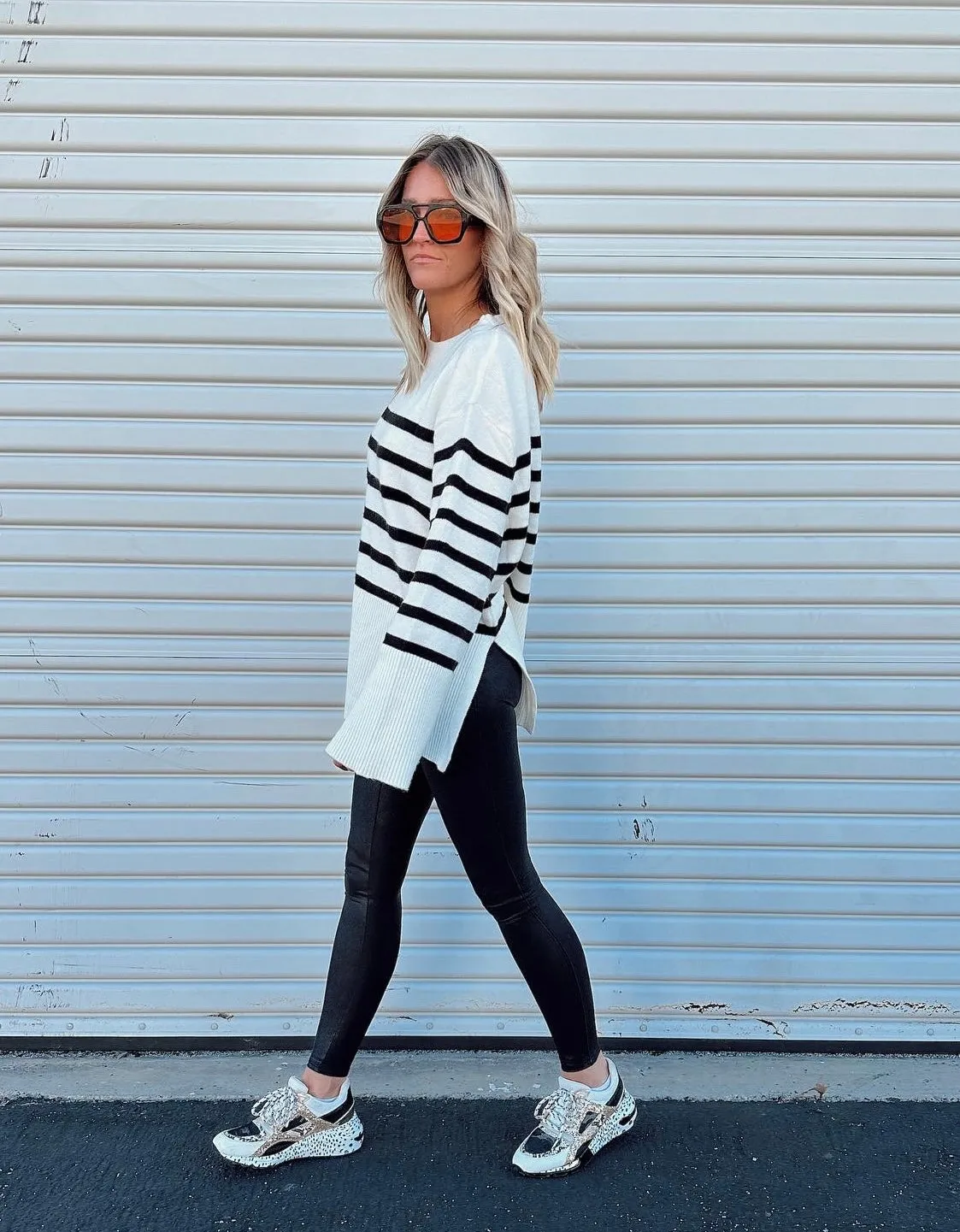 Sawyer Ribbed Hem Striped Sweater