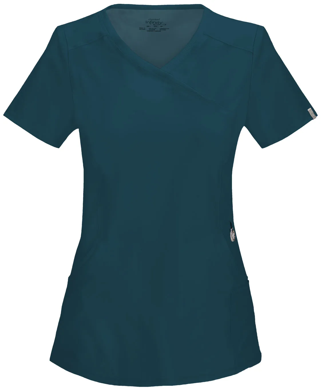 Scrub Top - Cherokee Infinity Women's Mock Wrap Top - Caribbean Blue, 2625A