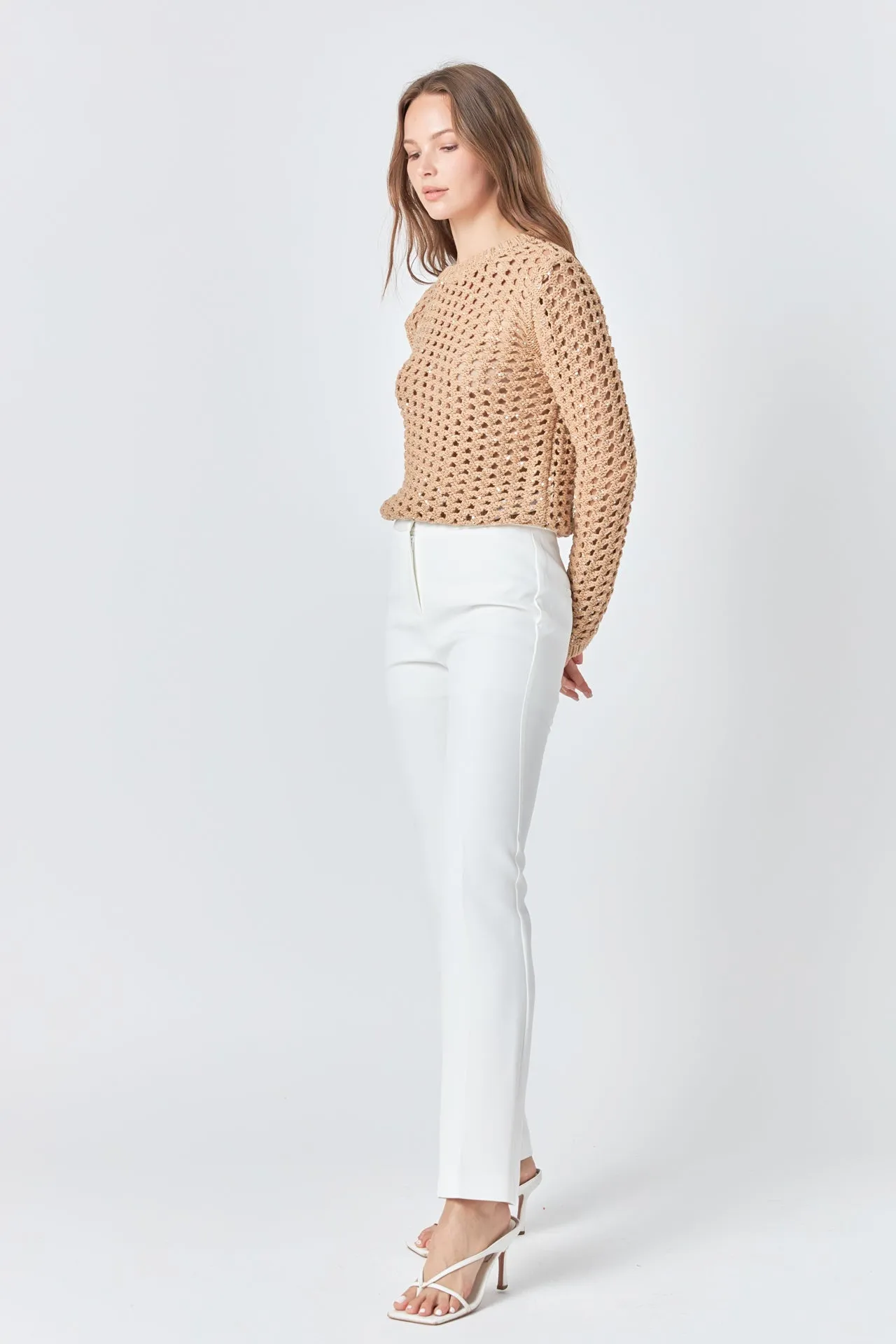 Sequins Knit Long Sleeve Top