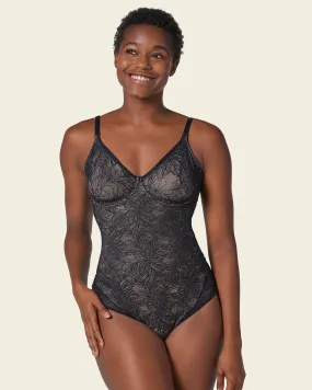 Shaping Lace Bodysuit with Underwire Fabric Cups