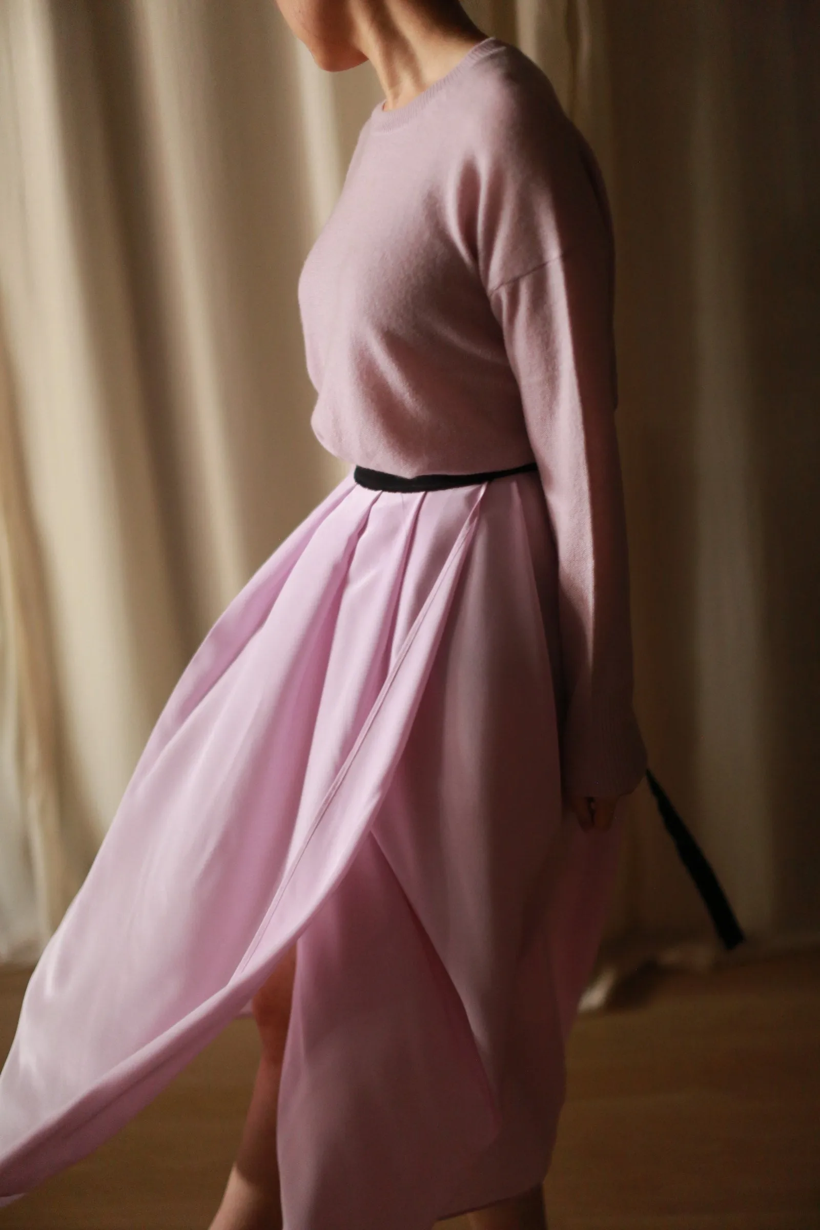 Silk Pleated Wrap Skirt